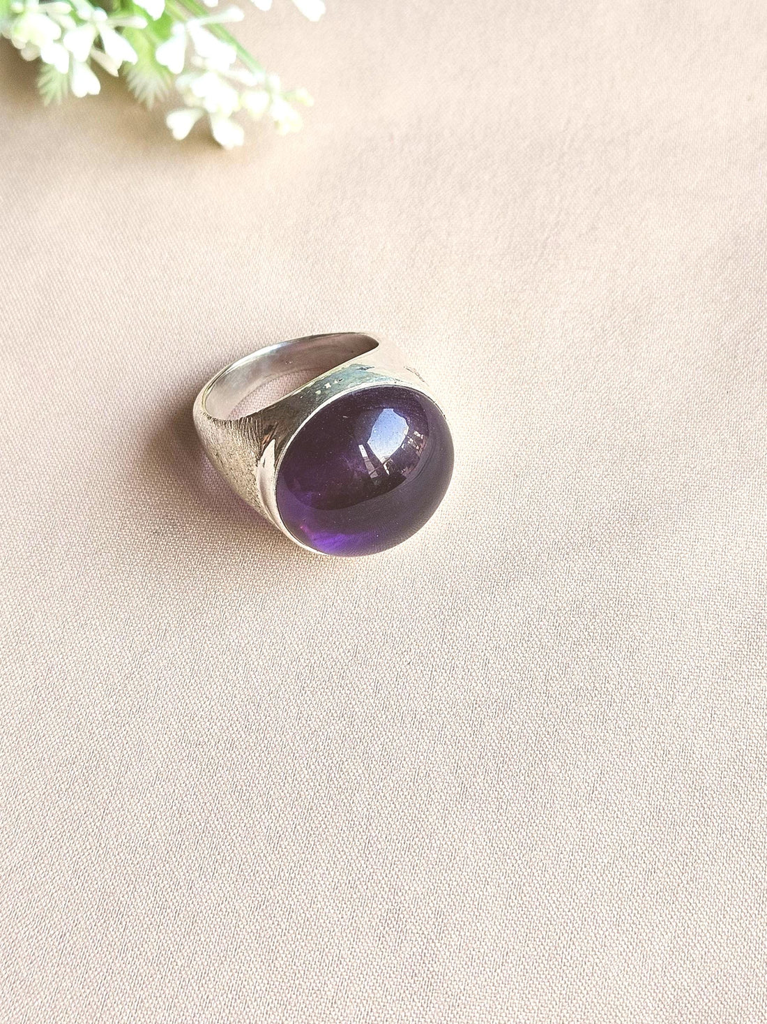 Premium Natural Amethyst Ring for Men – Handcrafted Silver Plated GS Fashion Ring