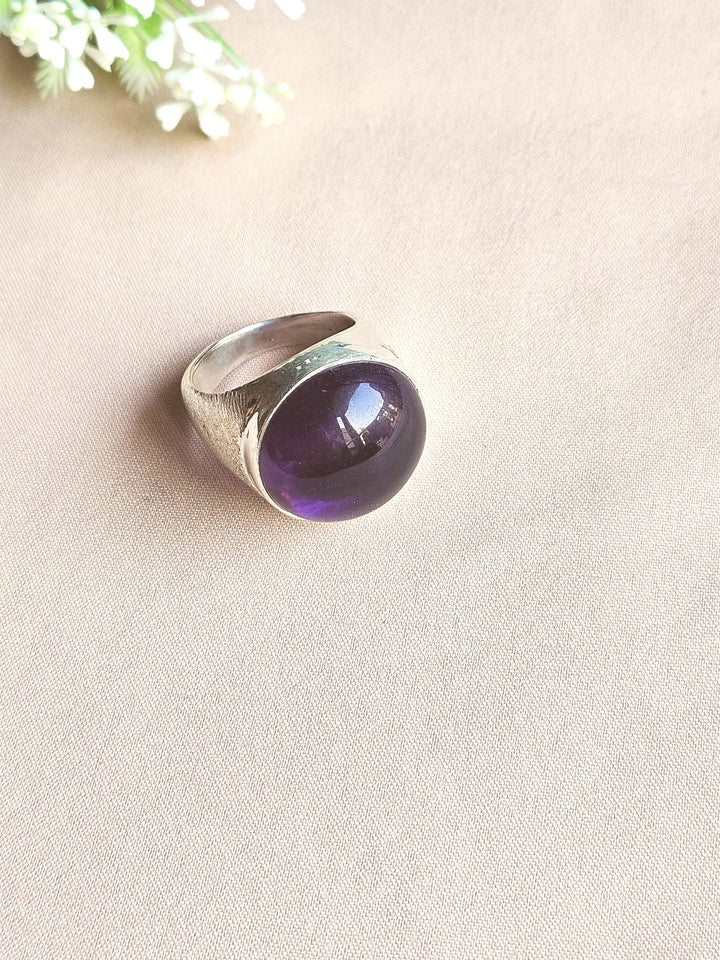 Premium Natural Amethyst Ring for Men – Handcrafted Silver Plated GS Fashion Ring (Copy)