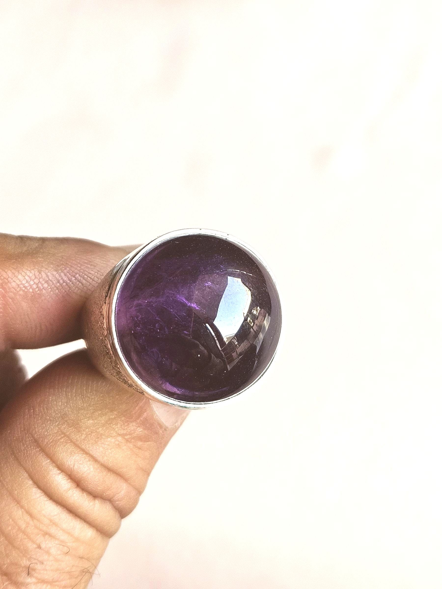 Premium Natural Amethyst Ring for Men – Handcrafted Silver Plated GS Fashion Ring