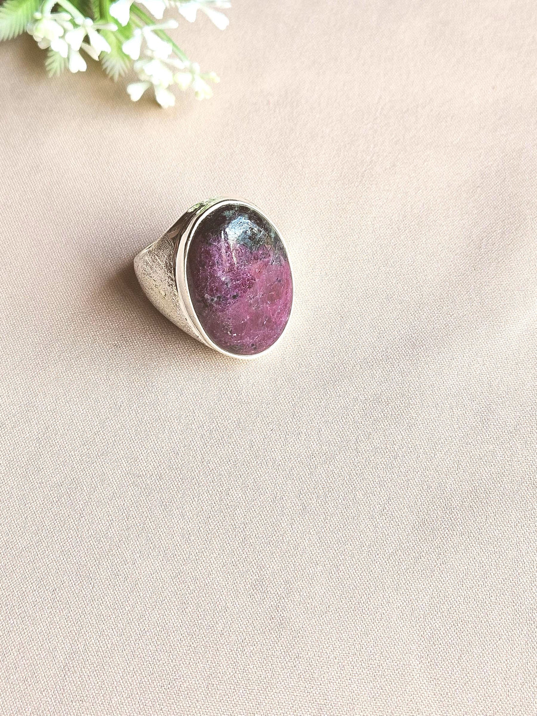 Stylish Ruby Zoisite Gemstone Ring for Men – Silver Plated GS Handmade Designer Ring