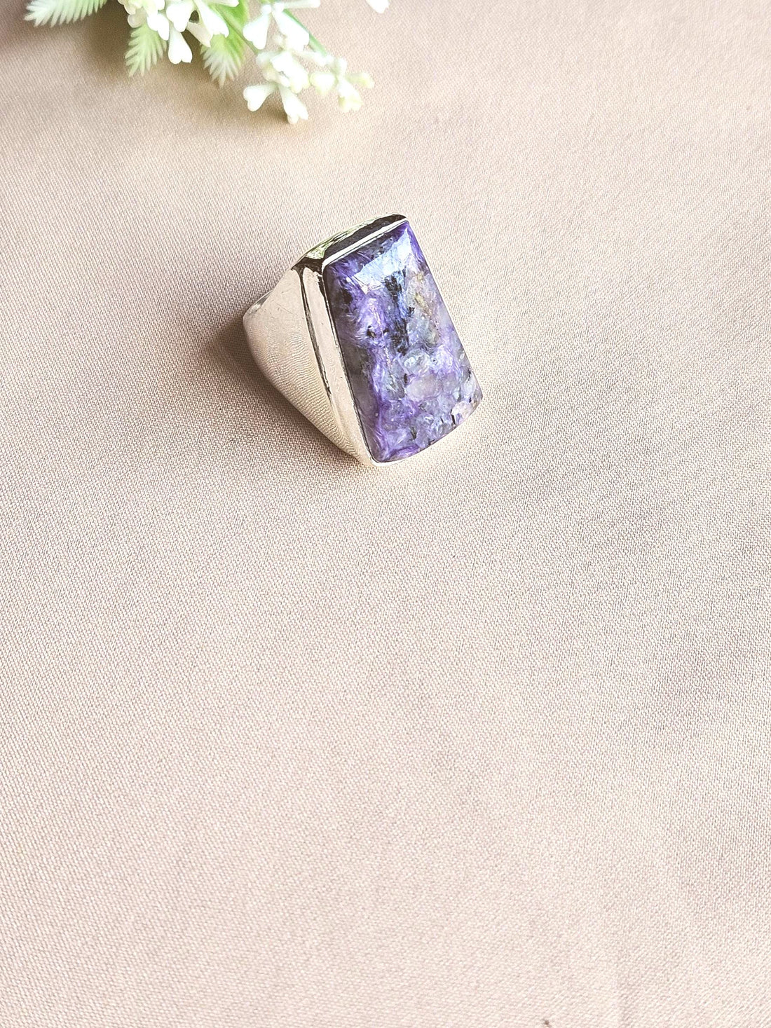 Stylish Charoite Gemstone Ring for Men – Silver Plated GS Handmade Designer Ring