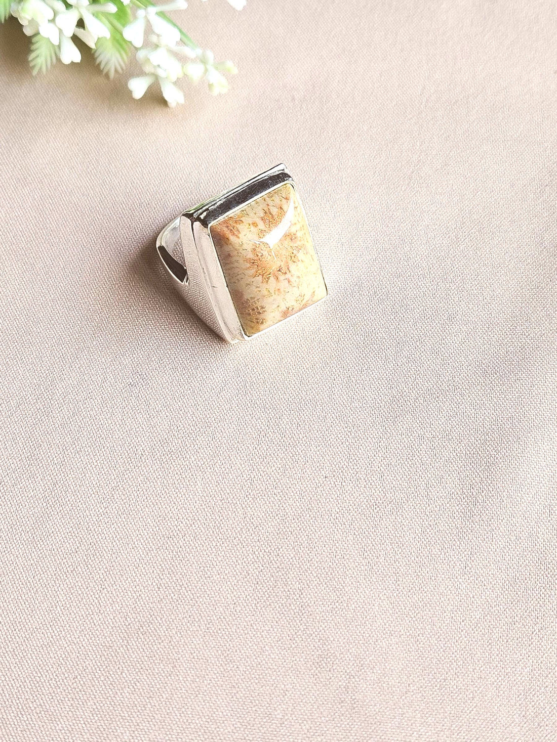 Stylish Picture Jasper Gemstone Ring for Men – Silver Plated GS Handmade Designer Ring