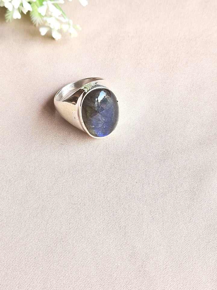 Stylish Labradorite Gemstone Ring for Men – Silver Plated GS Handmade Designer Ring