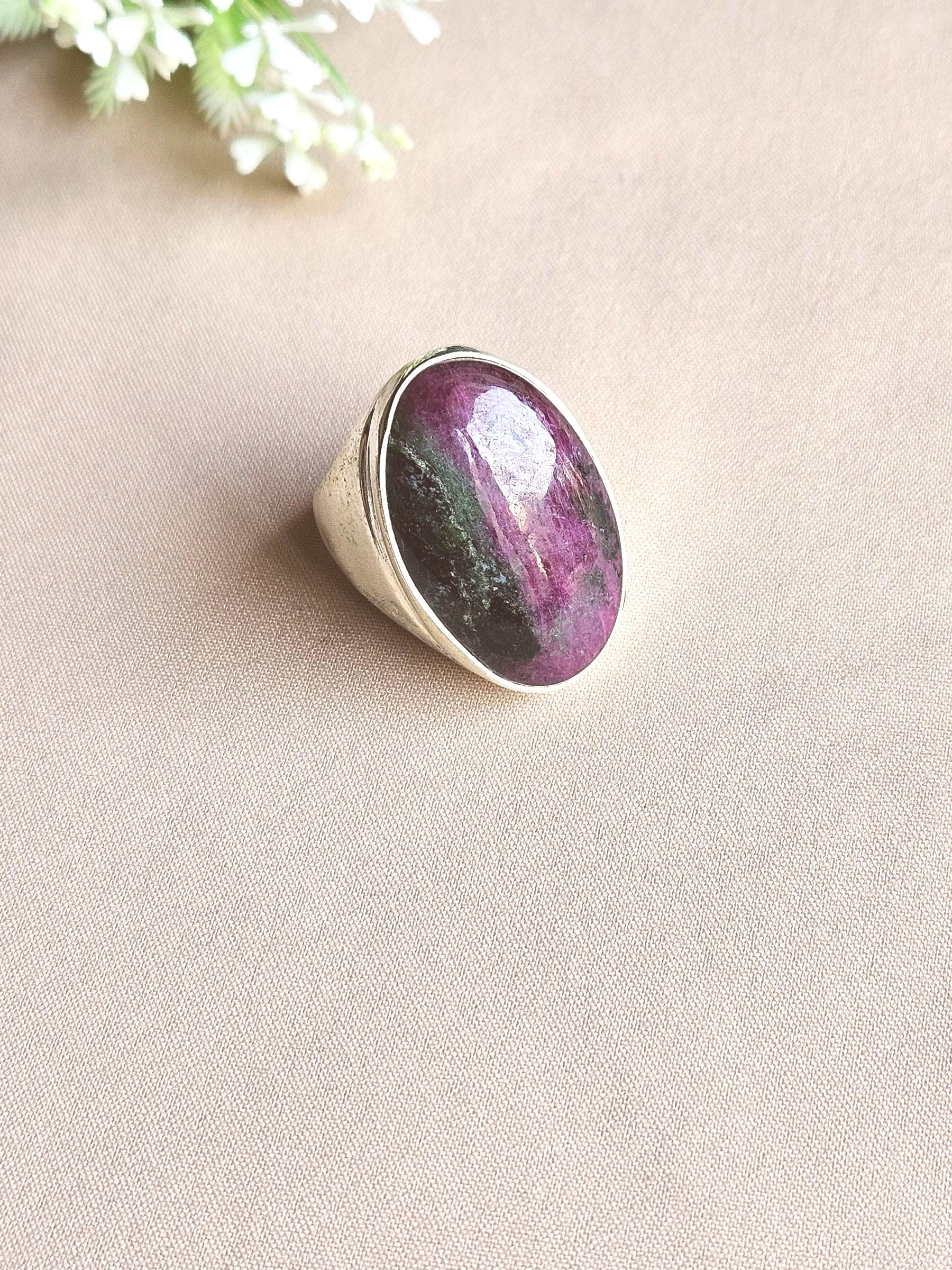 Stylish Ruby Zoisite Gemstone Ring for Men – Silver Plated GS Handmade Designer Ring