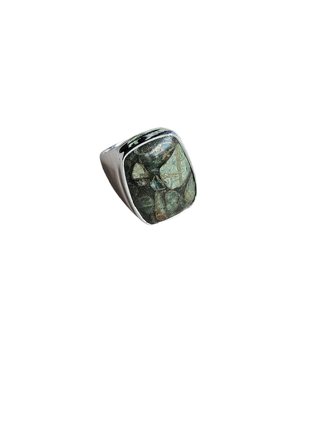 Stylish Copper Chrysocola Gemstone Ring for Men – Silver Plated GS Handmade Designer Ring