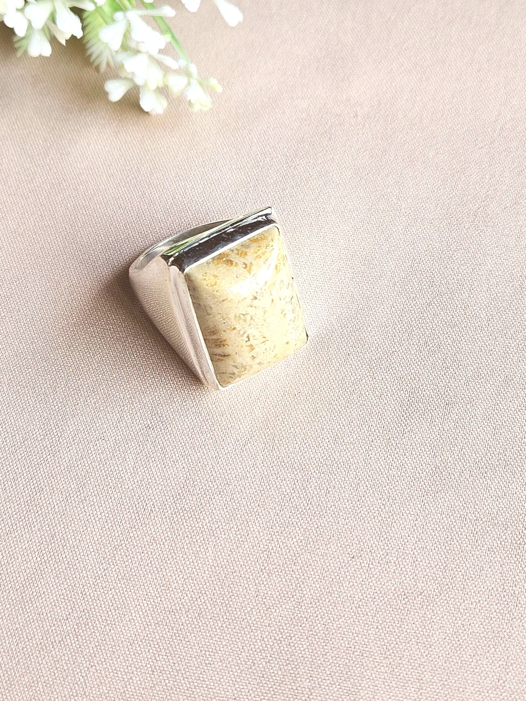 Stylish Jasper Gemstone Ring for Men – Silver Plated GS Handmade Designer Ring