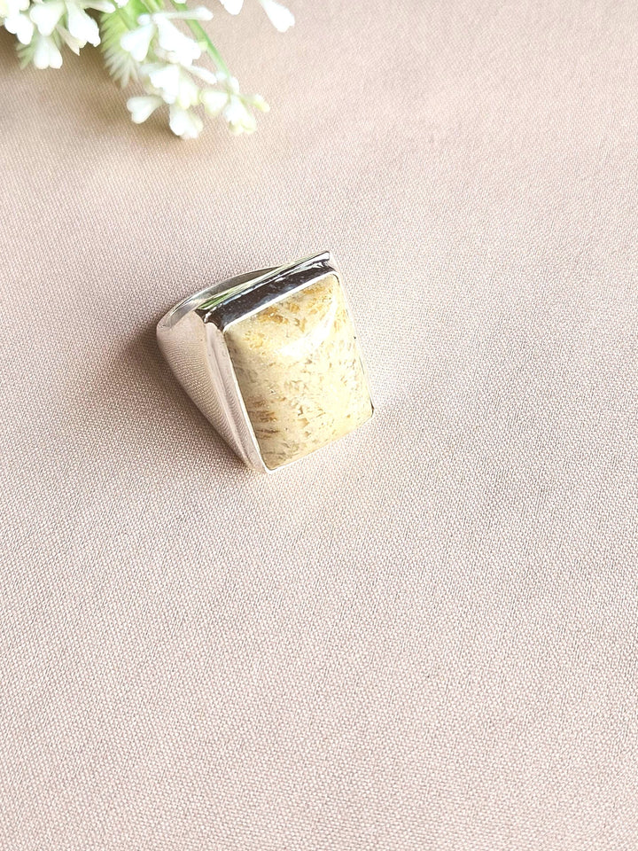 Stylish Jasper Gemstone Ring for Men – Silver Plated GS Handmade Designer Ring