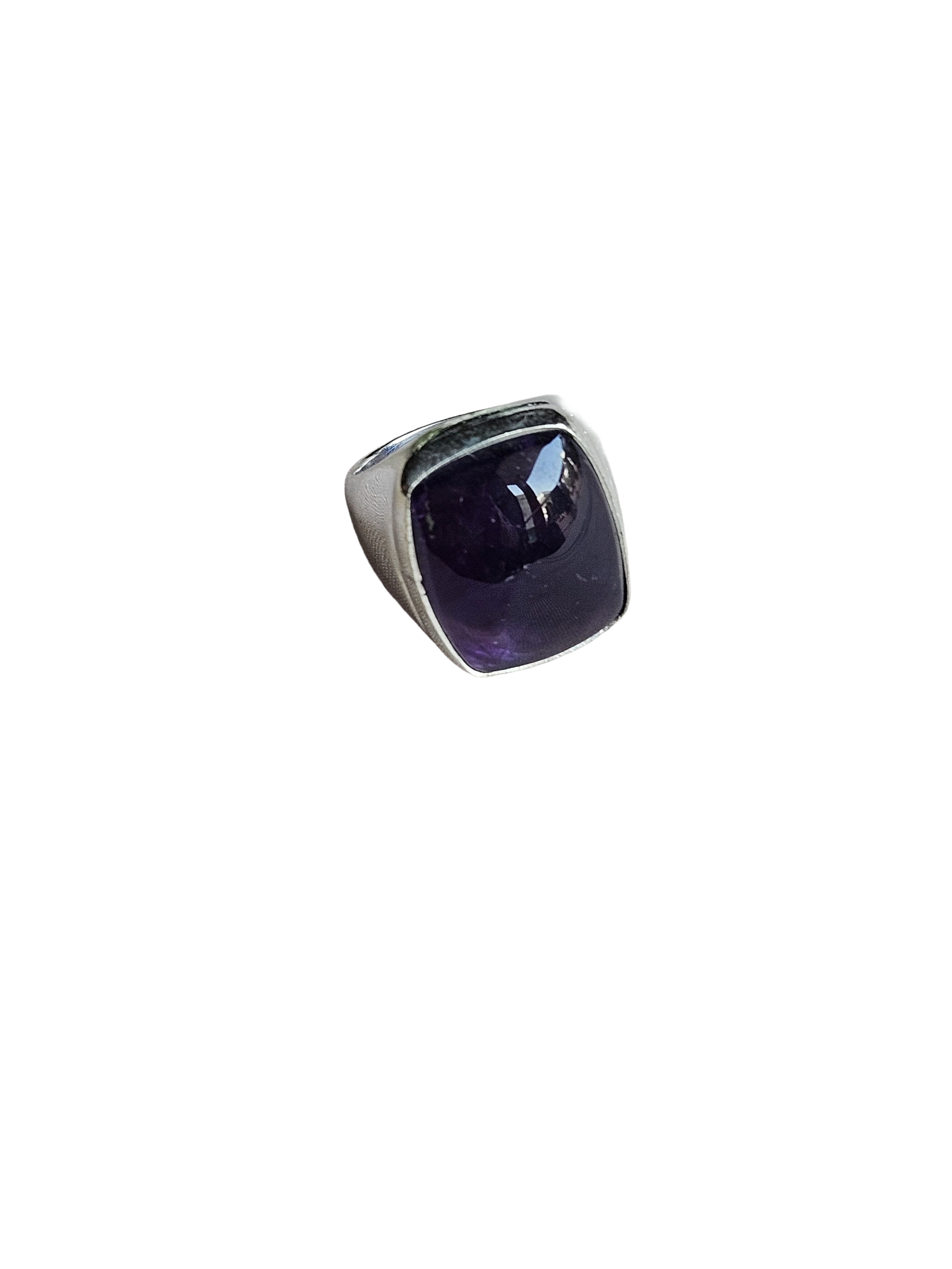 Handcrafted Amethyst Gemstone Ring for Men – Silver Plated GS Designer Statement Ring