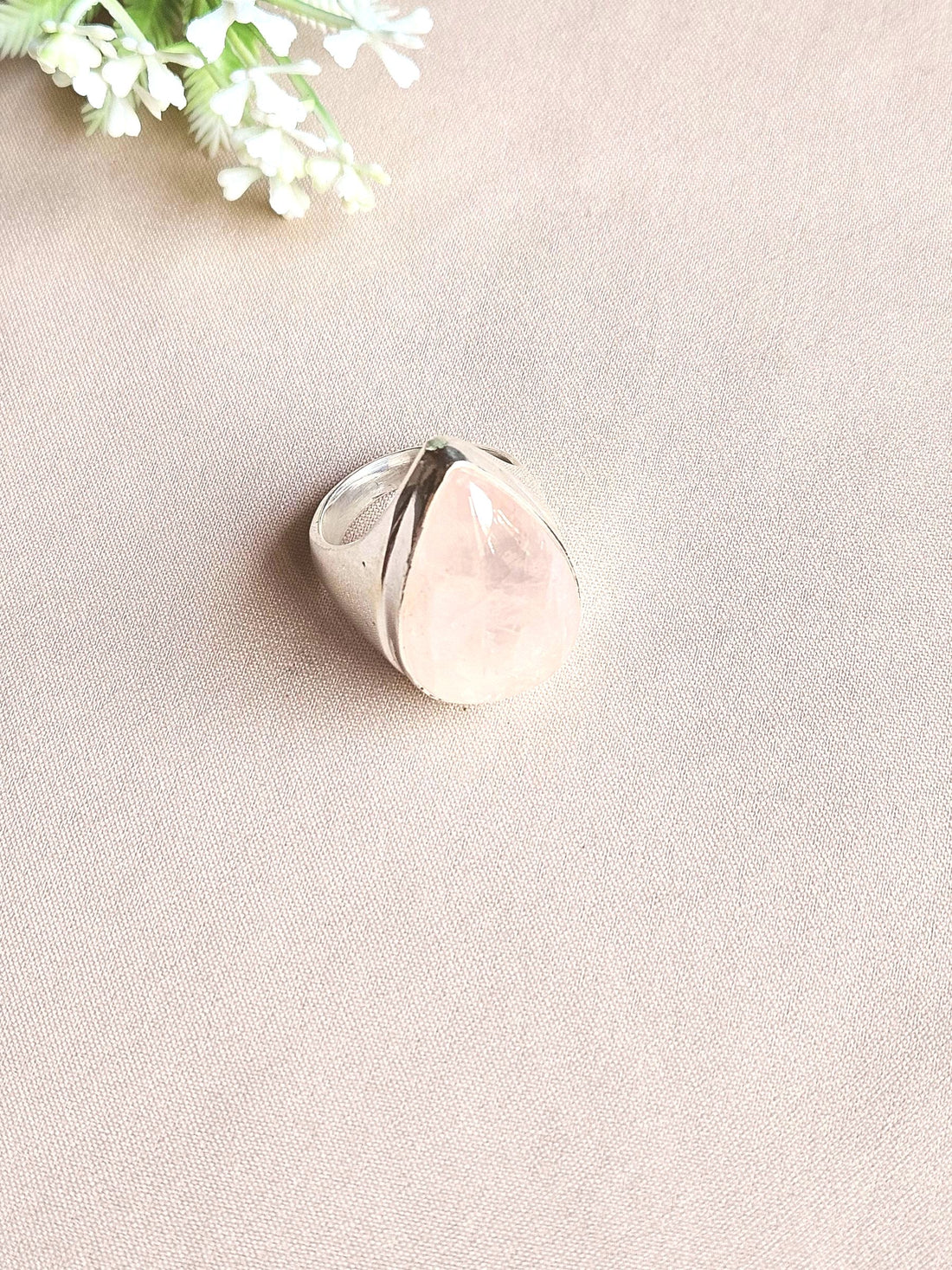 Stylish Rose Quartz Gemstone Ring for Men – Silver Plated GS Handmade Designer Ring