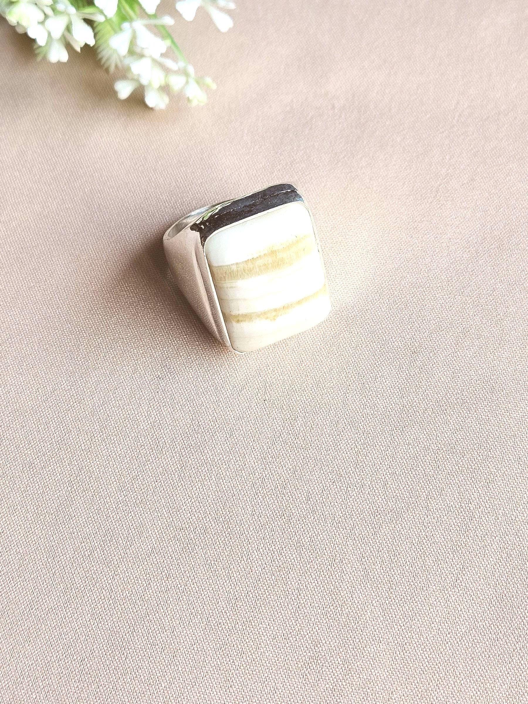 Handcrafted Jasper Gemstone Ring for Men – Silver Plated GS Designer Statement Ring