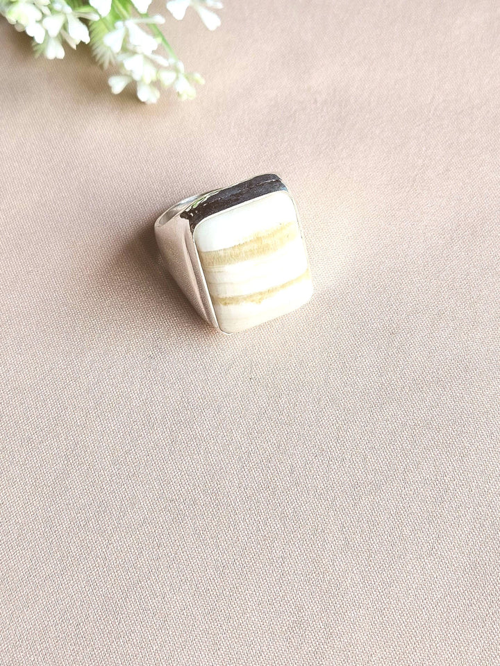 Handcrafted Jasper Gemstone Ring for Men – Silver Plated GS Designer Statement Ring