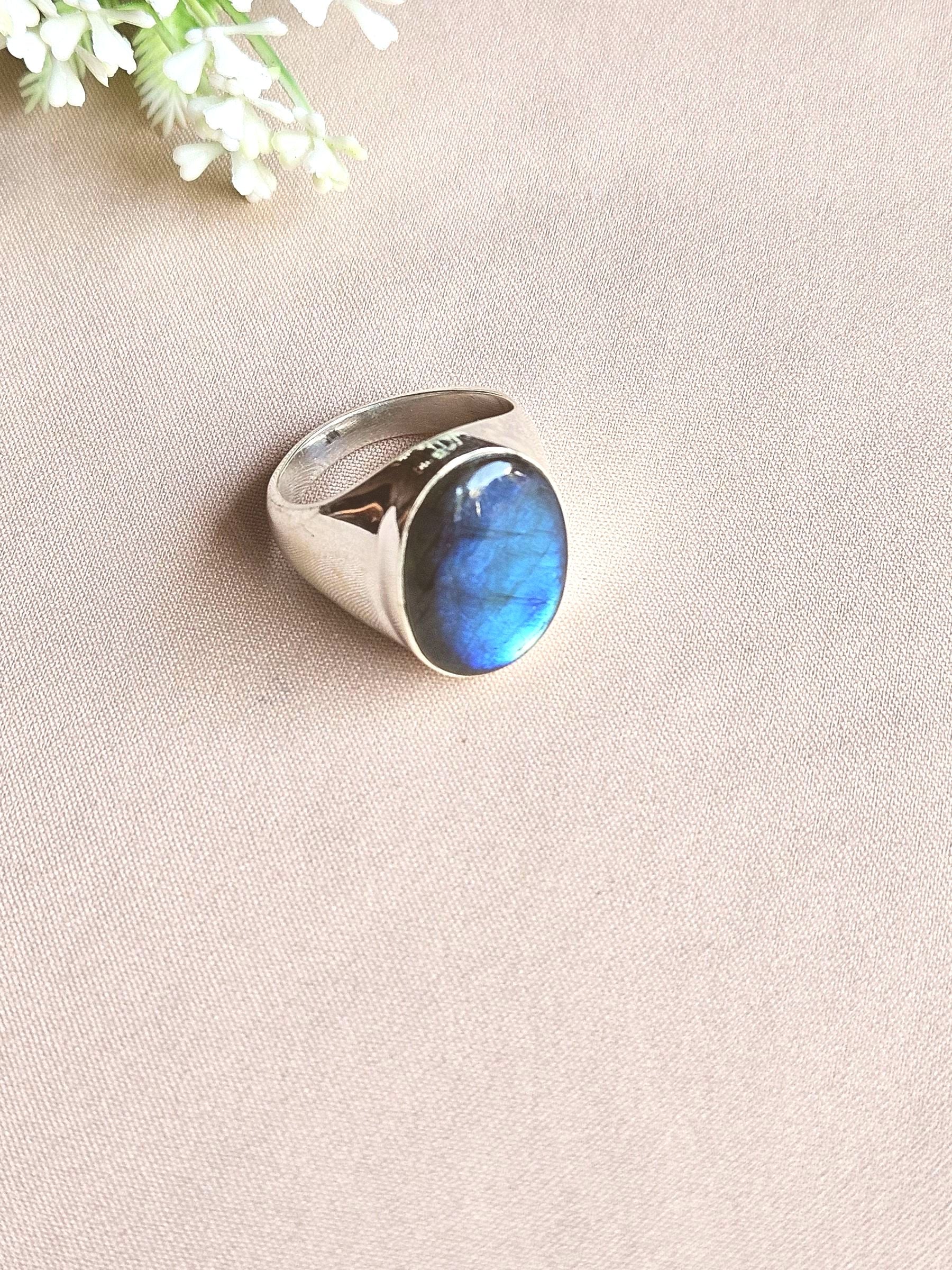 Stylish Labradorite Gemstone Ring for Men – Silver Plated GS Handmade Designer Ring