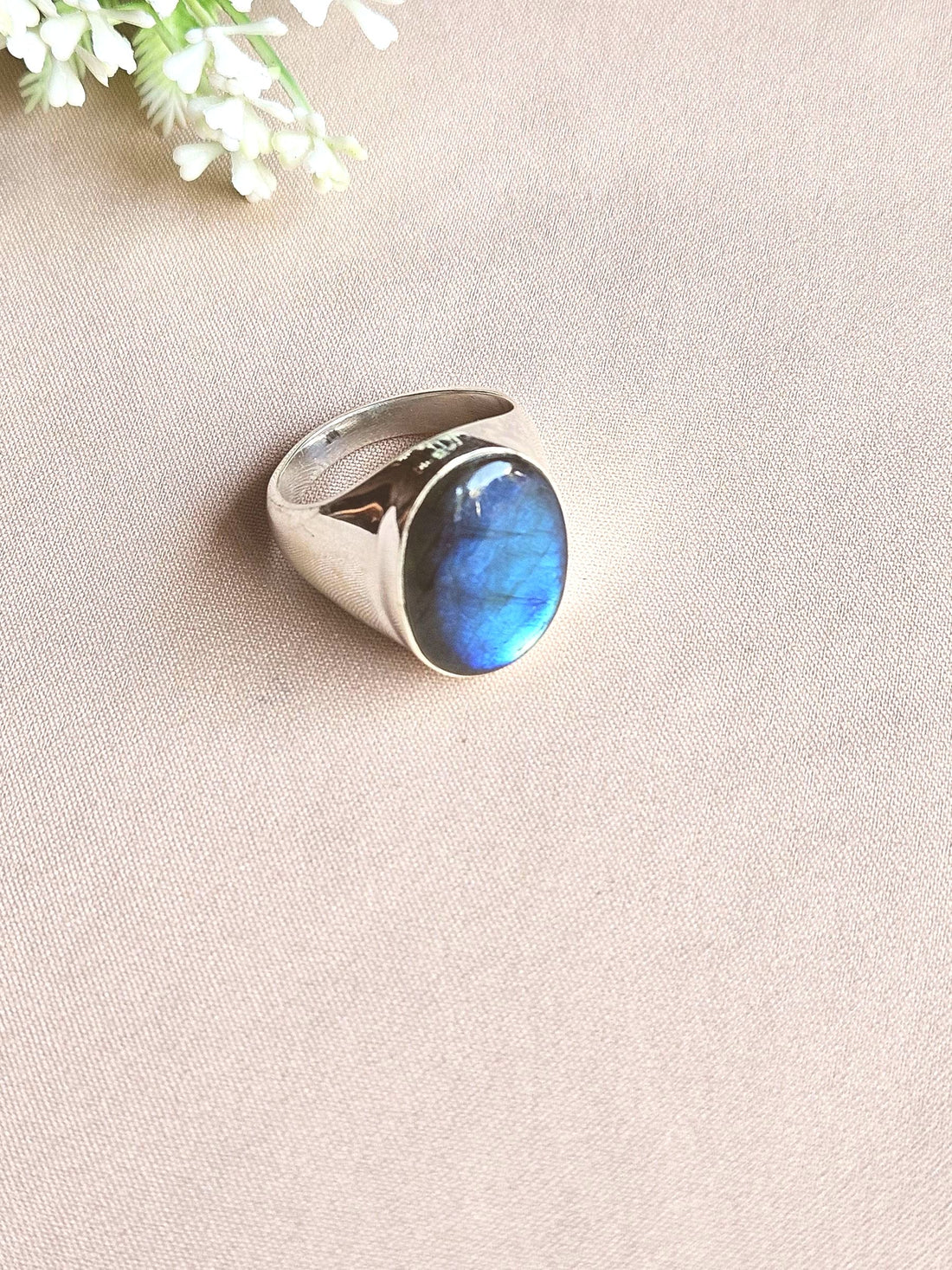 Stylish Labradorite Gemstone Ring for Men – Silver Plated GS Handmade Designer Ring
