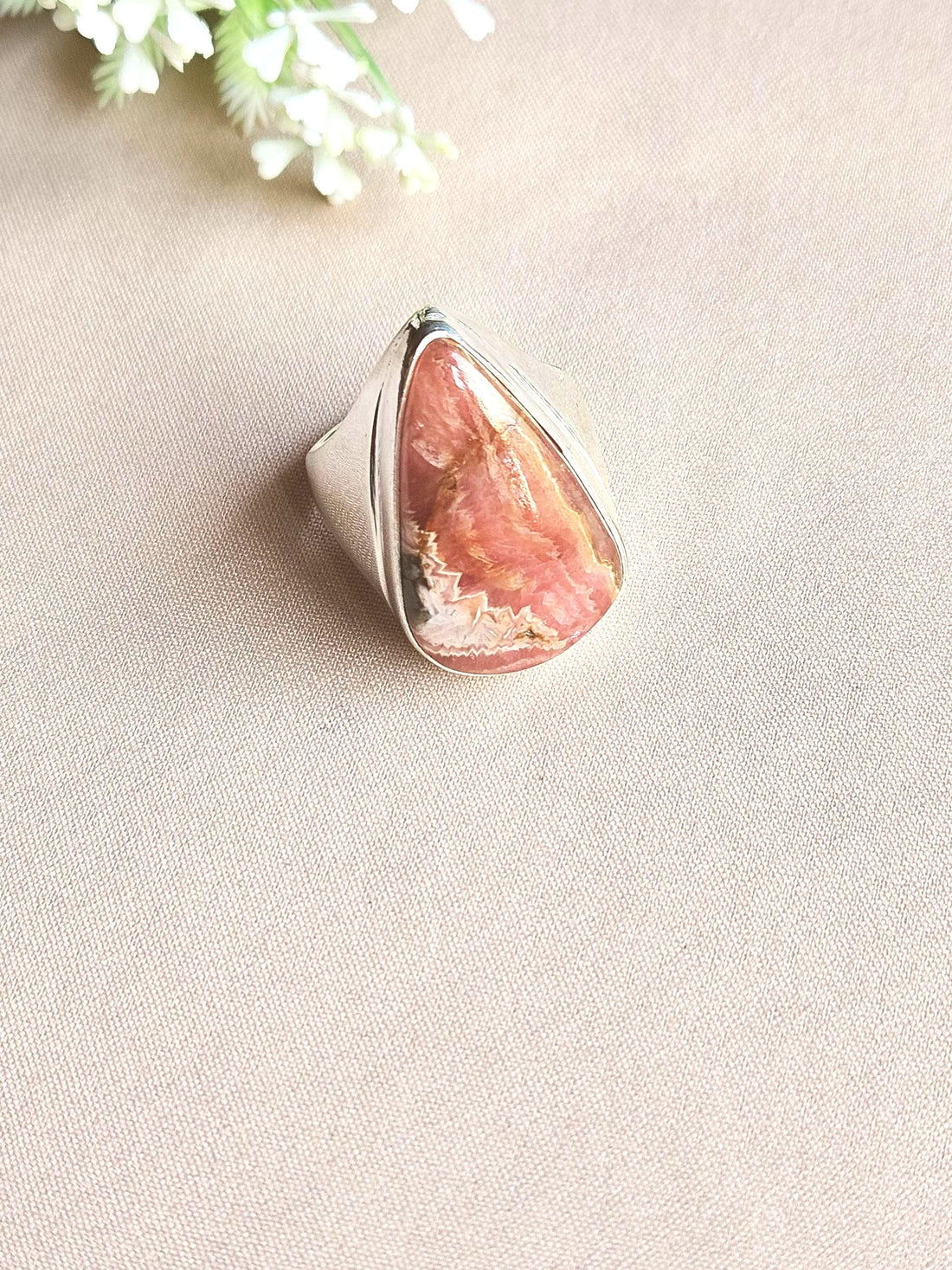 Men’s Natural Picture Jasper Stone Ring – Handcrafted Silver Plated GS Bold Statement Ring