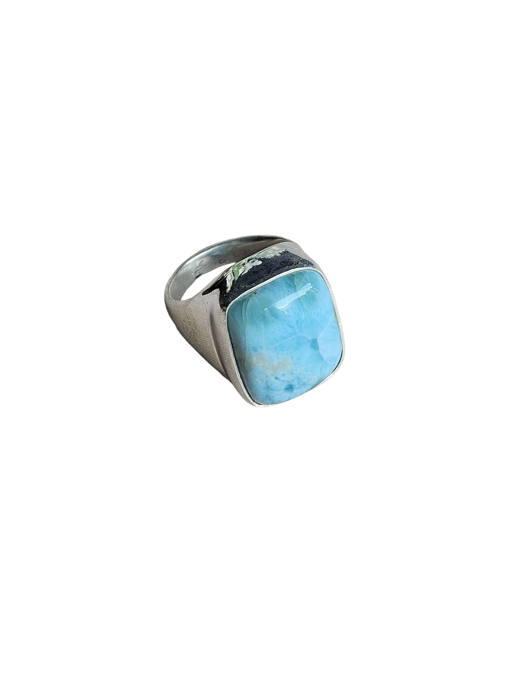 Men’s Natural Larimar Stone Ring – Handcrafted Silver Plated GS Bold Statement Ring (Copy)