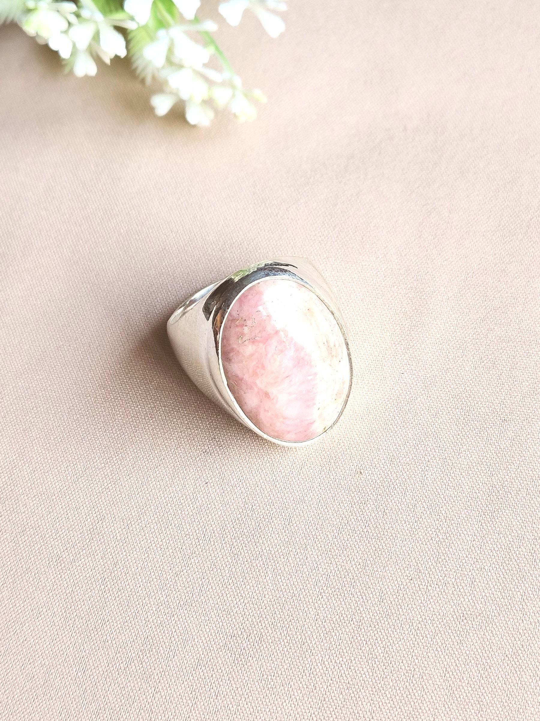 Men’s Natural Jasper Stone Ring – Handcrafted Silver Plated GS Bold Statement Ring