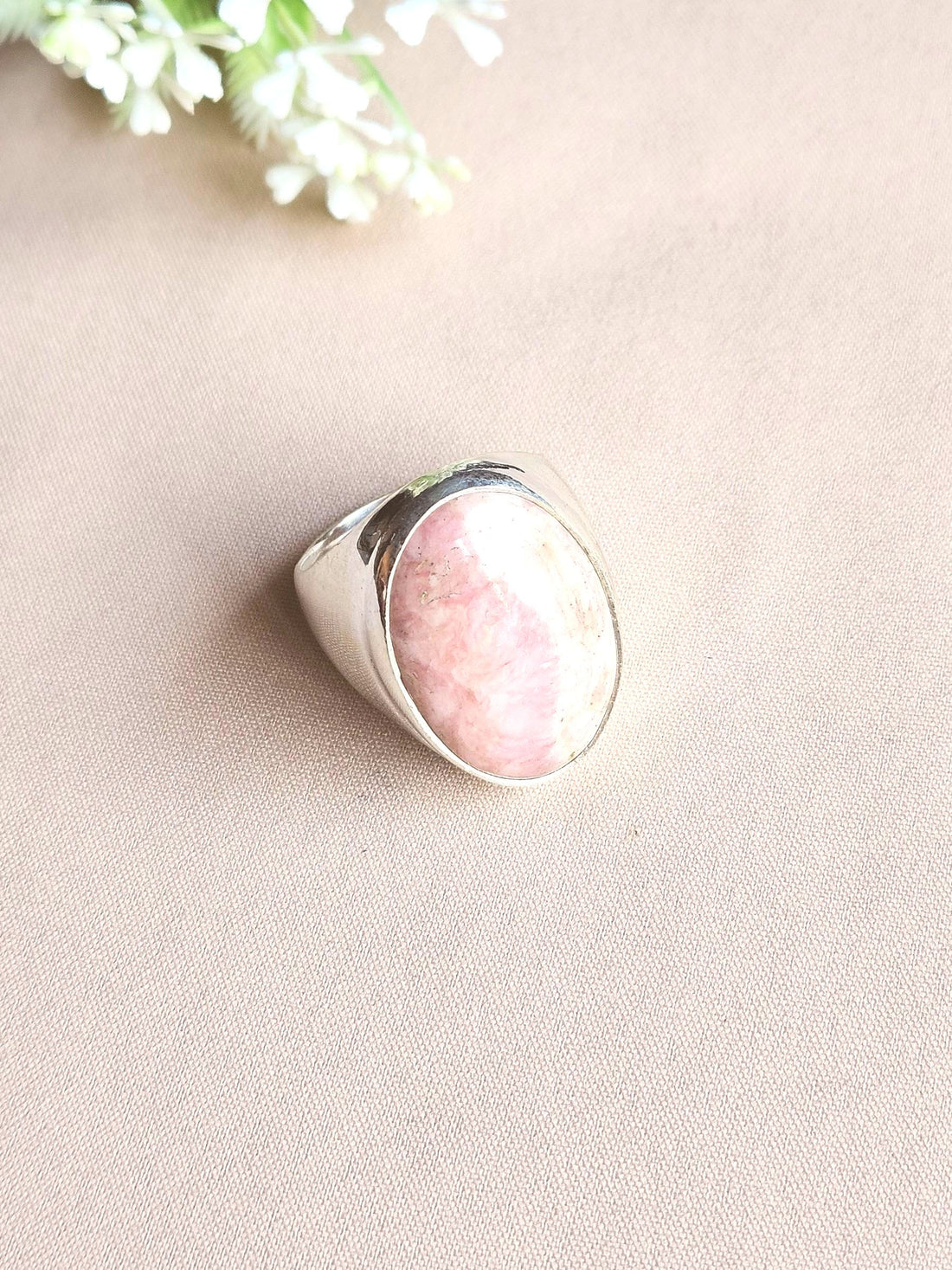 Men’s Natural Jasper Stone Ring – Handcrafted Silver Plated GS Bold Statement Ring