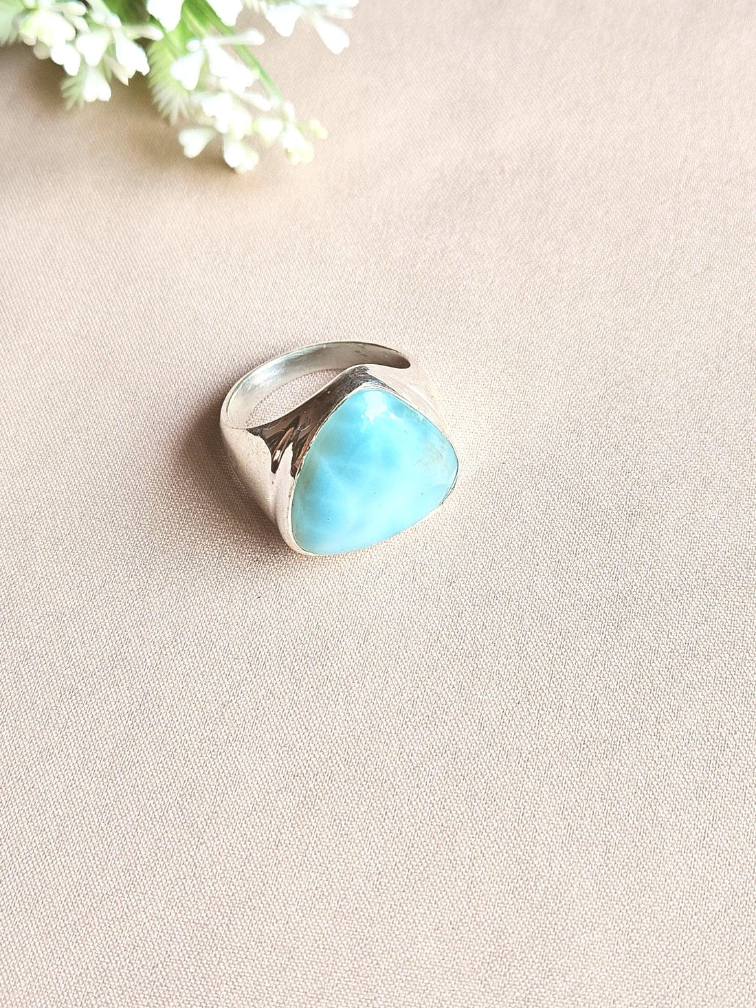 Premium Natural Larimar Ring for Men – Handcrafted Silver Plated GS Fashion Ring