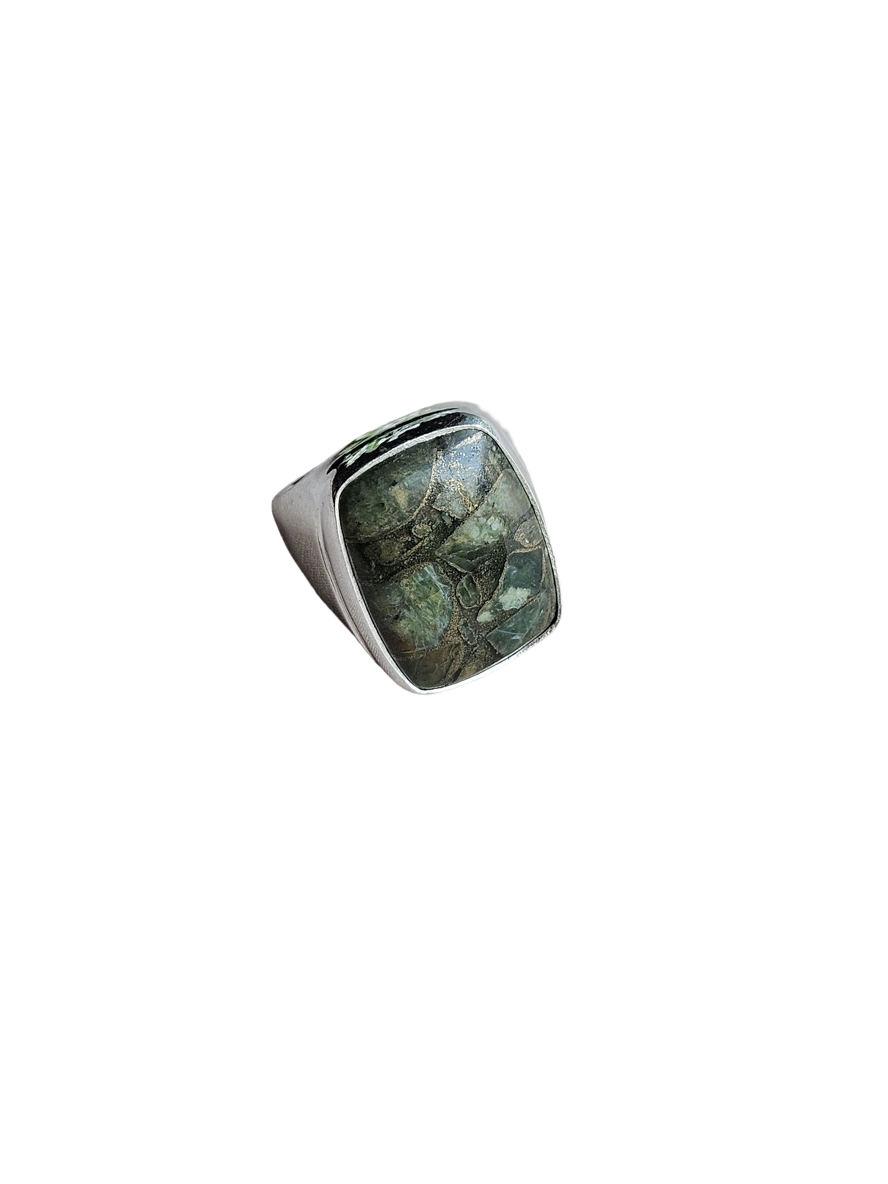Premium Natural Copper Chrysocola  Ring for Men – Handcrafted Silver Plated GS Fashion Ring