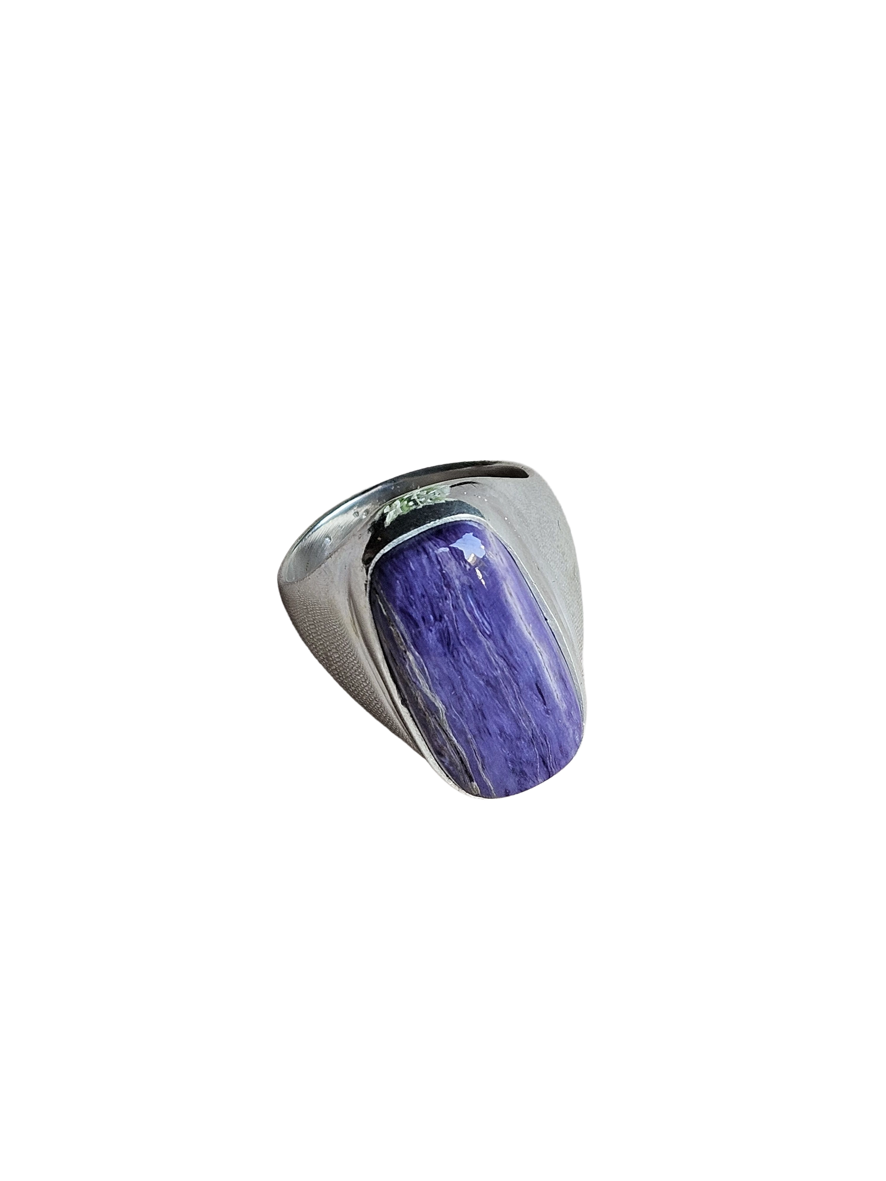 Premium Natural Charoite Ring for Men – Handcrafted Silver Plated GS Fashion Ring