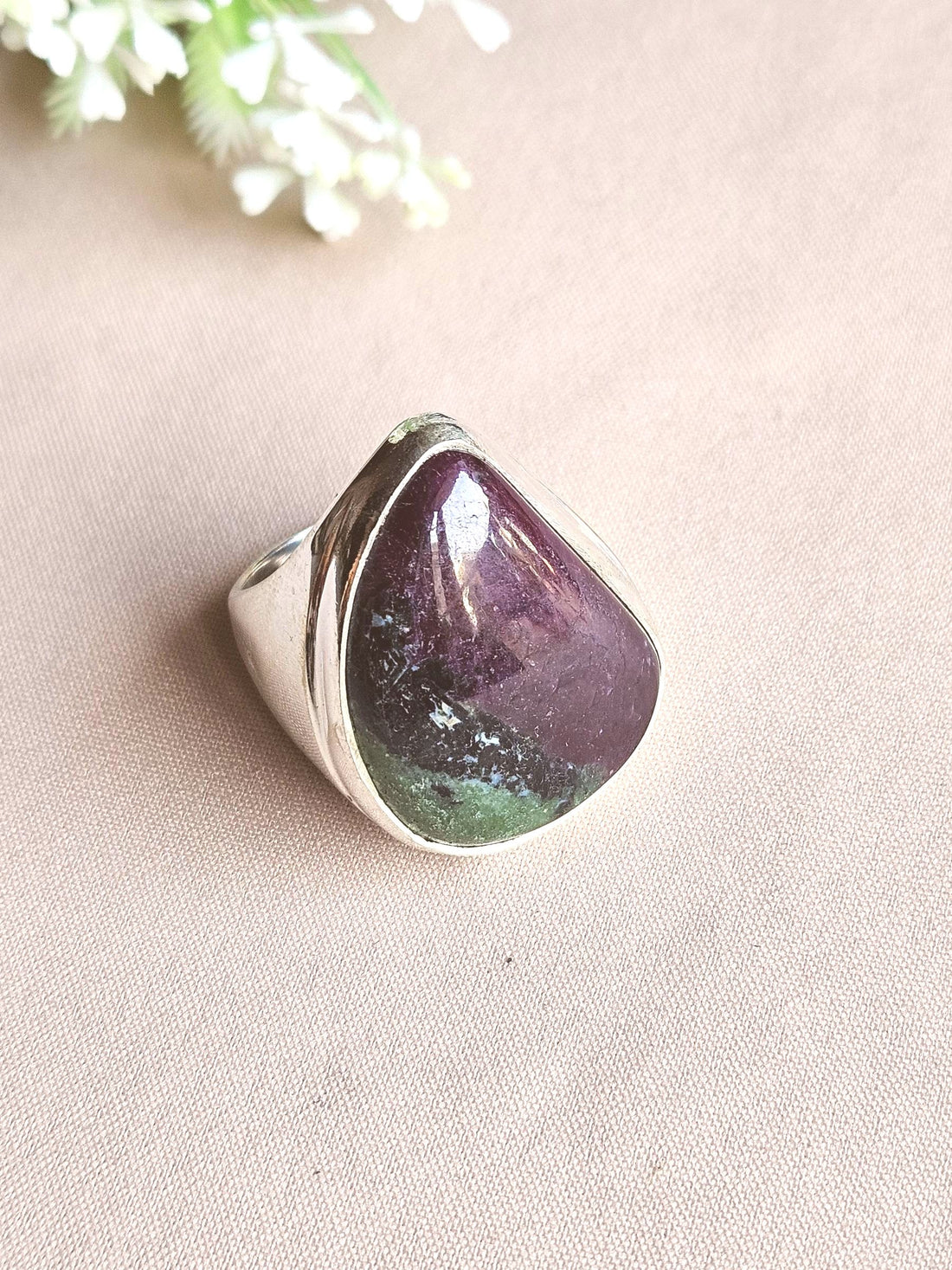 Premium Natural Ruby Zoisite Ring for Men – Handcrafted Silver Plated GS Fashion Ring