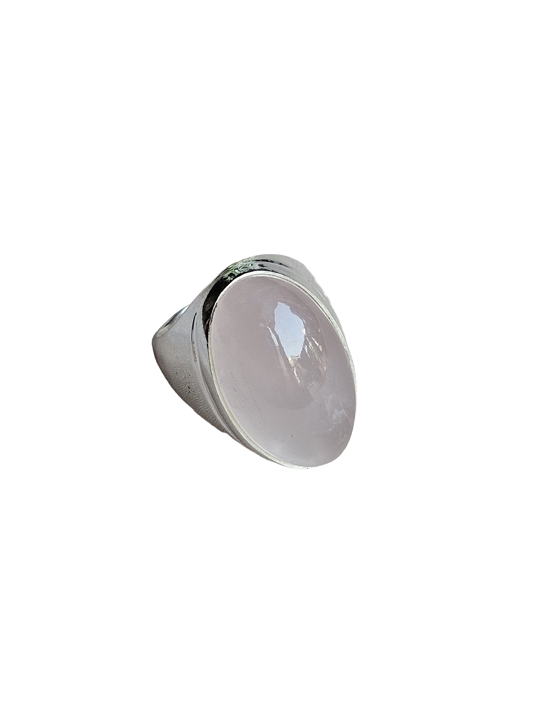 Men’s Natural Rose Quartz Stone Ring – Handcrafted Silver Plated GS Bold Statement Ring