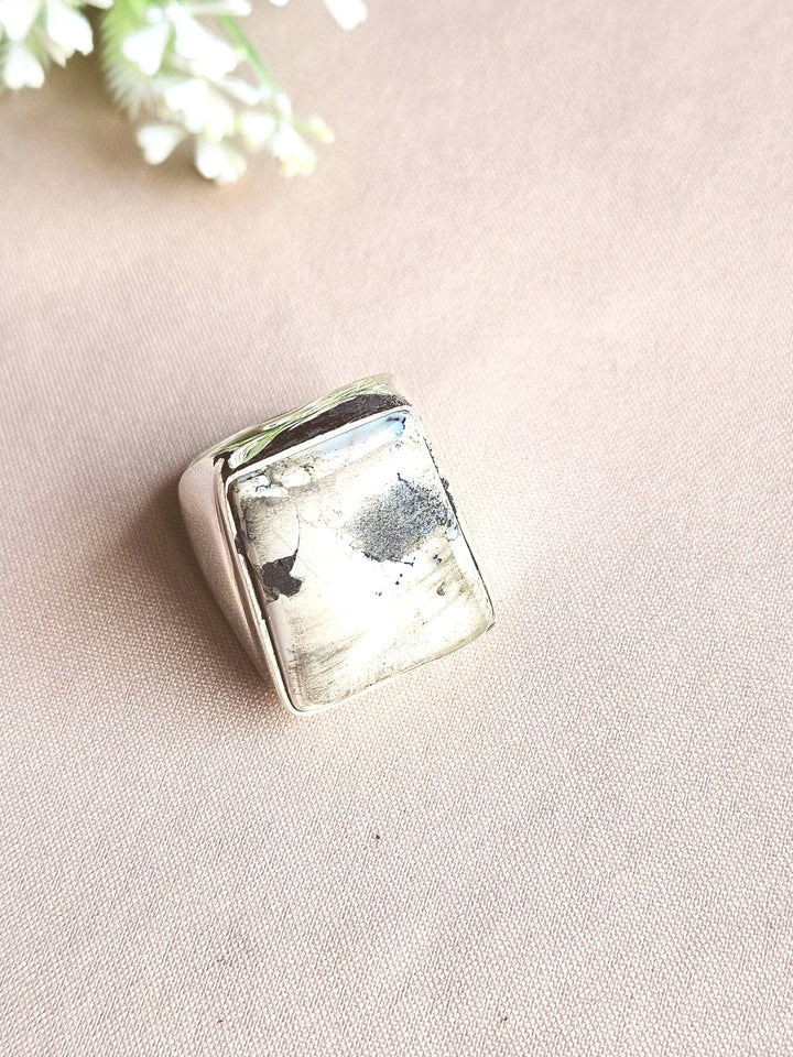 Premium Natural Picture Jasper Ring for Men – Handcrafted Silver Plated GS Fashion Ring