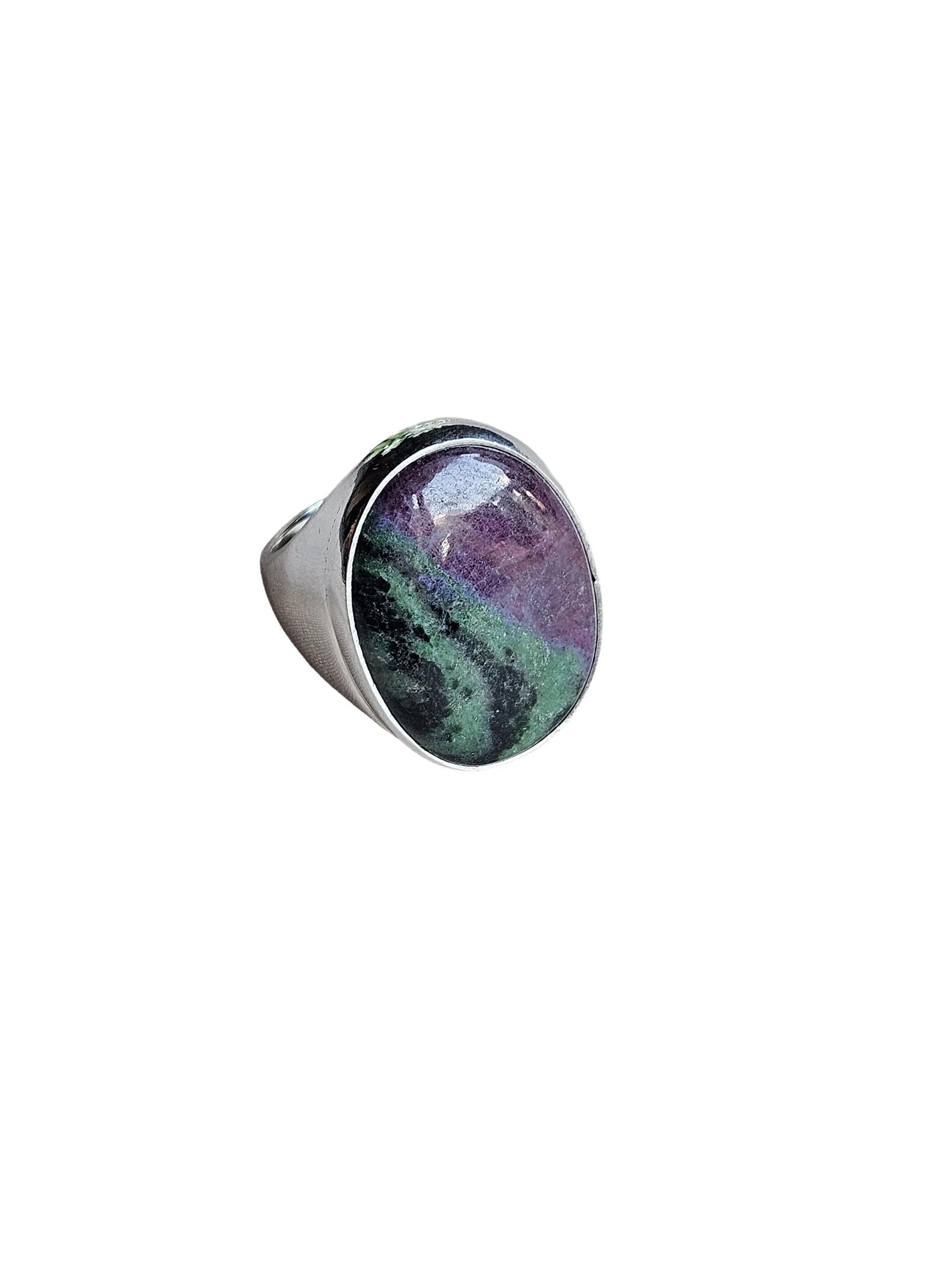 Natural Ruby Zoisite Gemstone Ring for Men – Handcrafted Silver Plated GS Ring