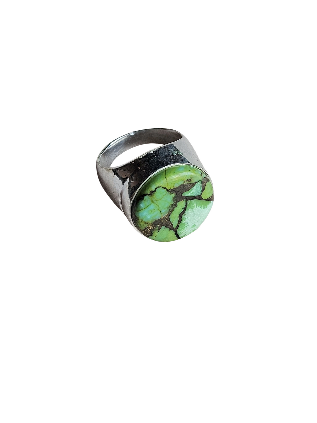 Natural Copper Chrysocola Gemstone Ring for Men – Handcrafted Silver Plated GS Ring