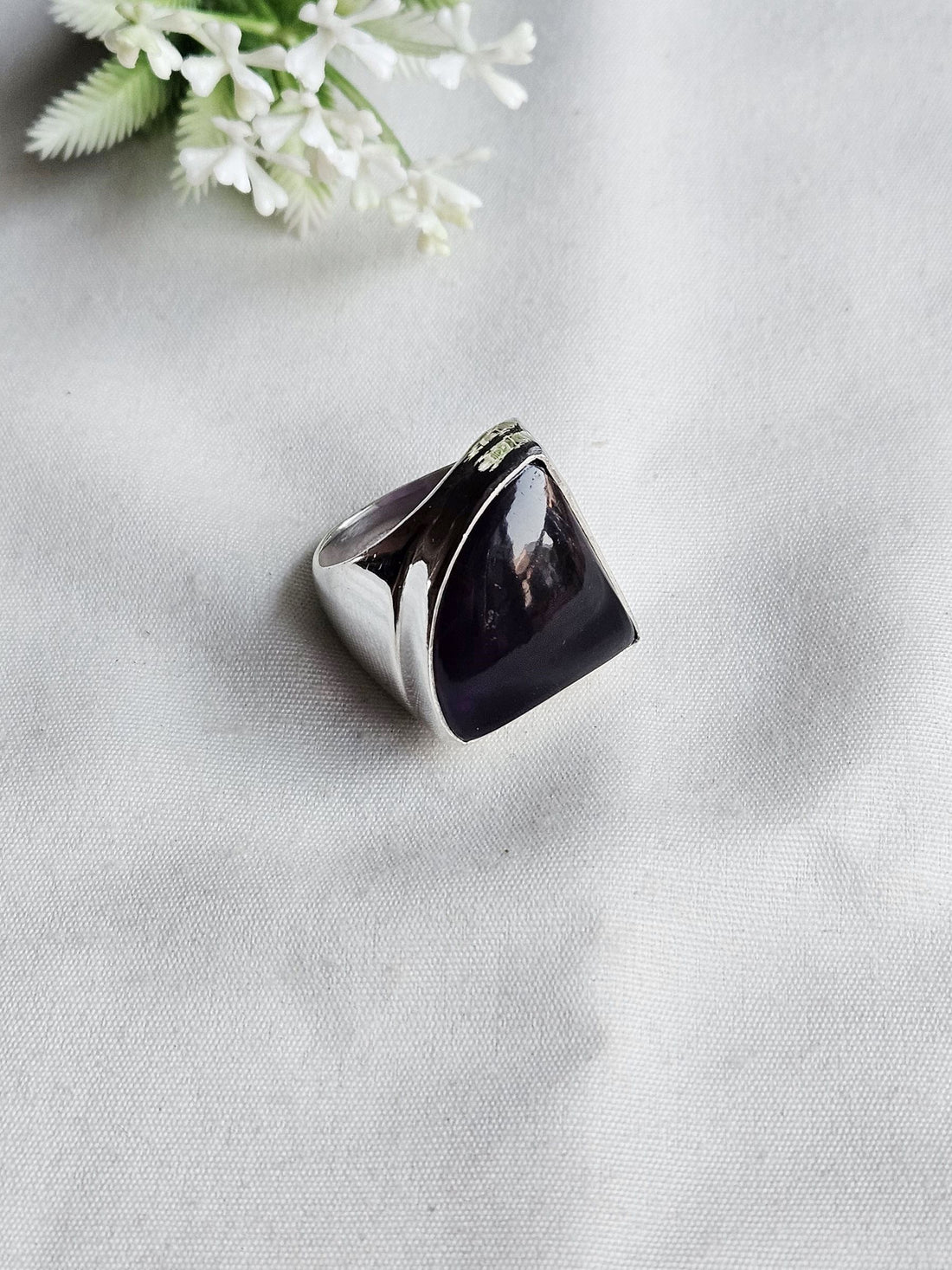 Natural Amethyst Gemstone Ring for Men – Handcrafted Silver Plated GS Ring
