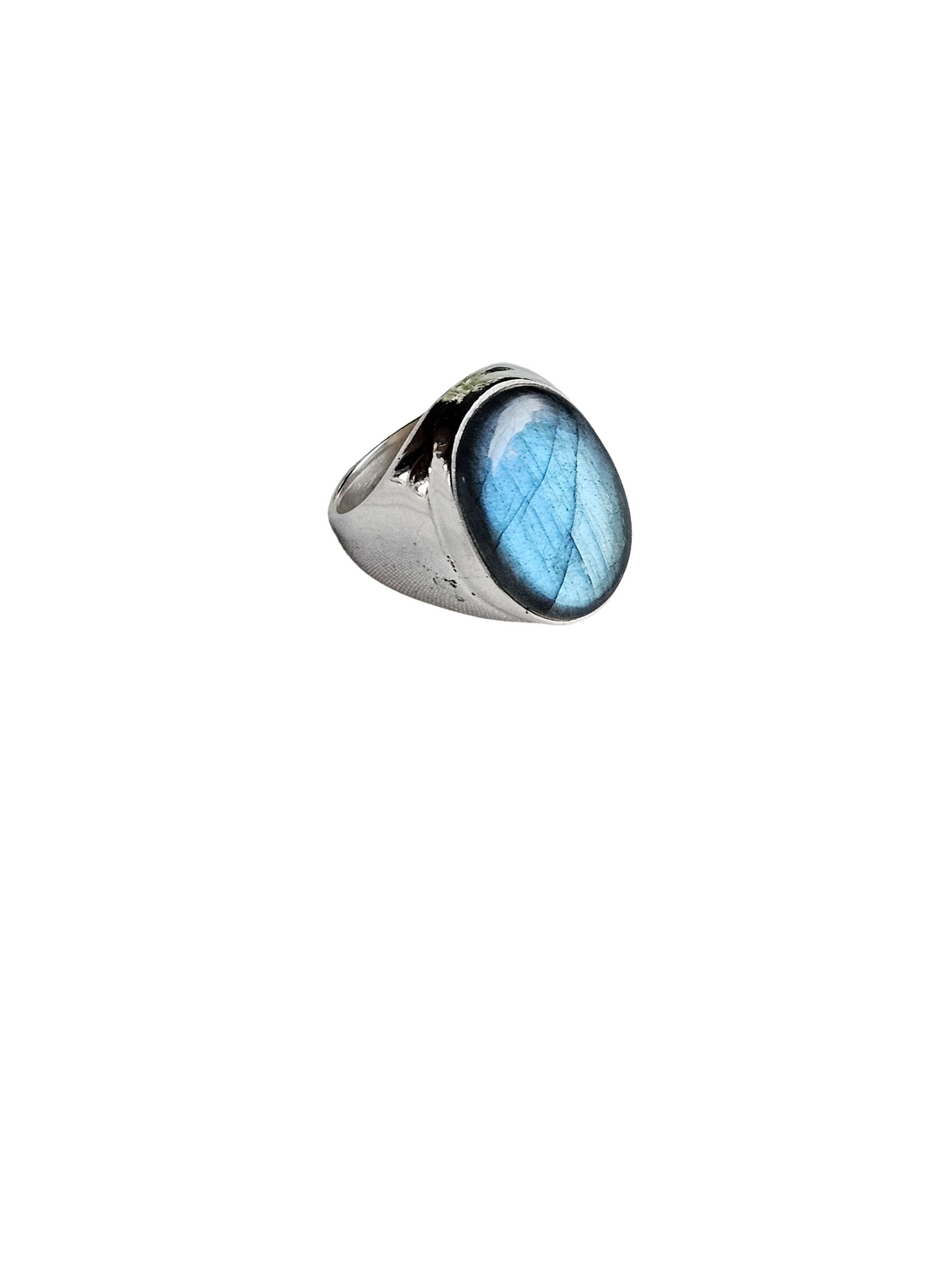 Artisan Natural Labradorite Ring for Men – Silver Plated GS Fashion Jewelry