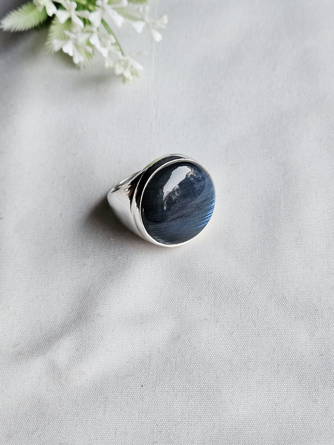 Artisan Natural Labradorite Ring for Men – Silver Plated GS Fashion Jewelry