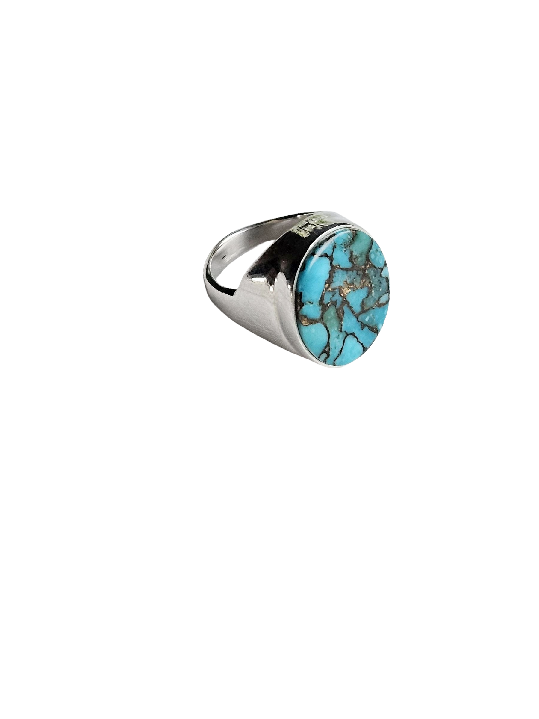 Premium Natural Copper Turquoise Ring for Men – Handcrafted Silver Plated GS Fashion Ring