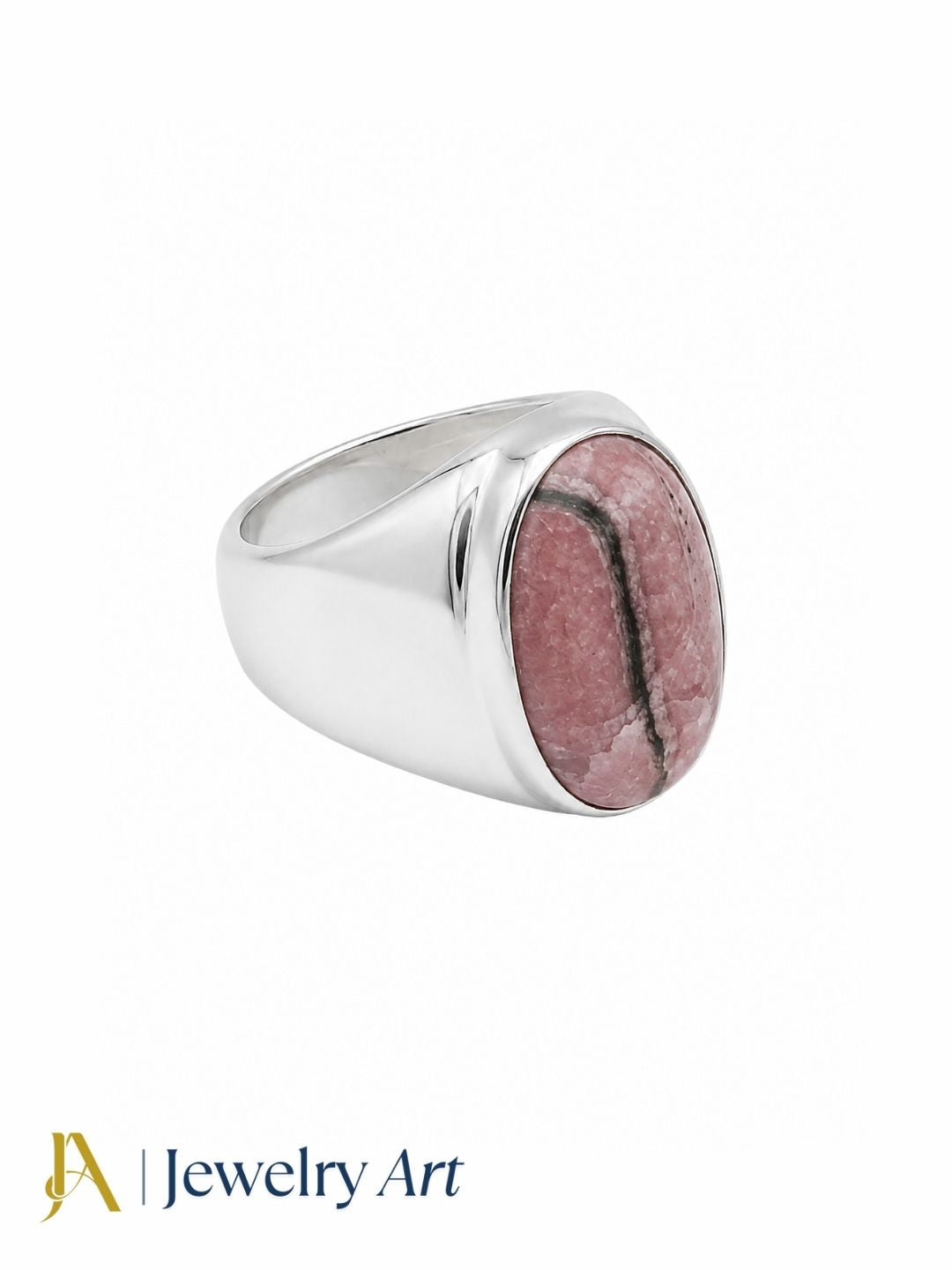 Premium natural Jasper gemstone ring for men crafted in silver plated GS, handcrafted designer statement ring isolated on a white background.
