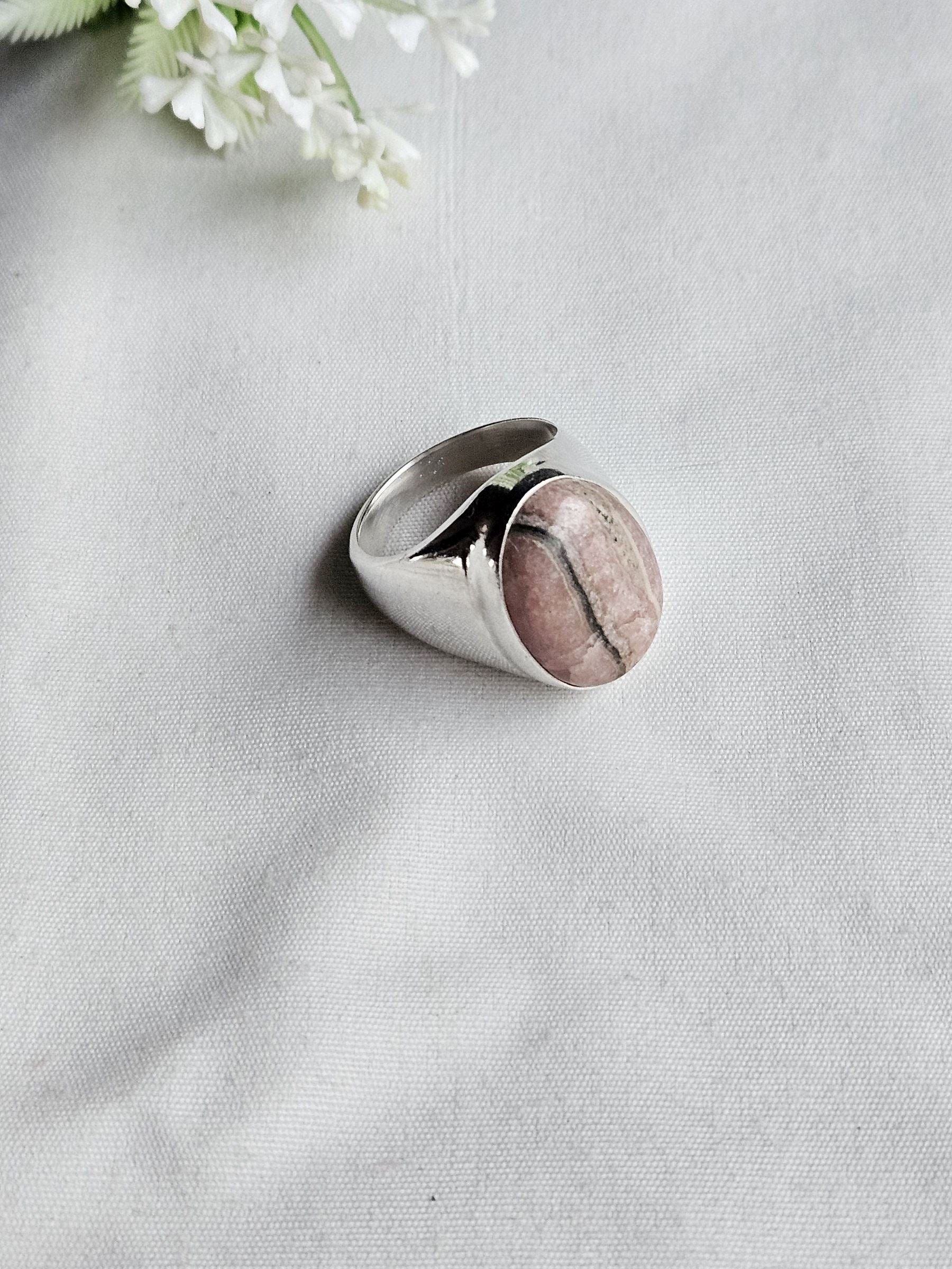 Handcrafted Jasper Gemstone Ring for Men – Silver Plated GS Designer Statement Ring