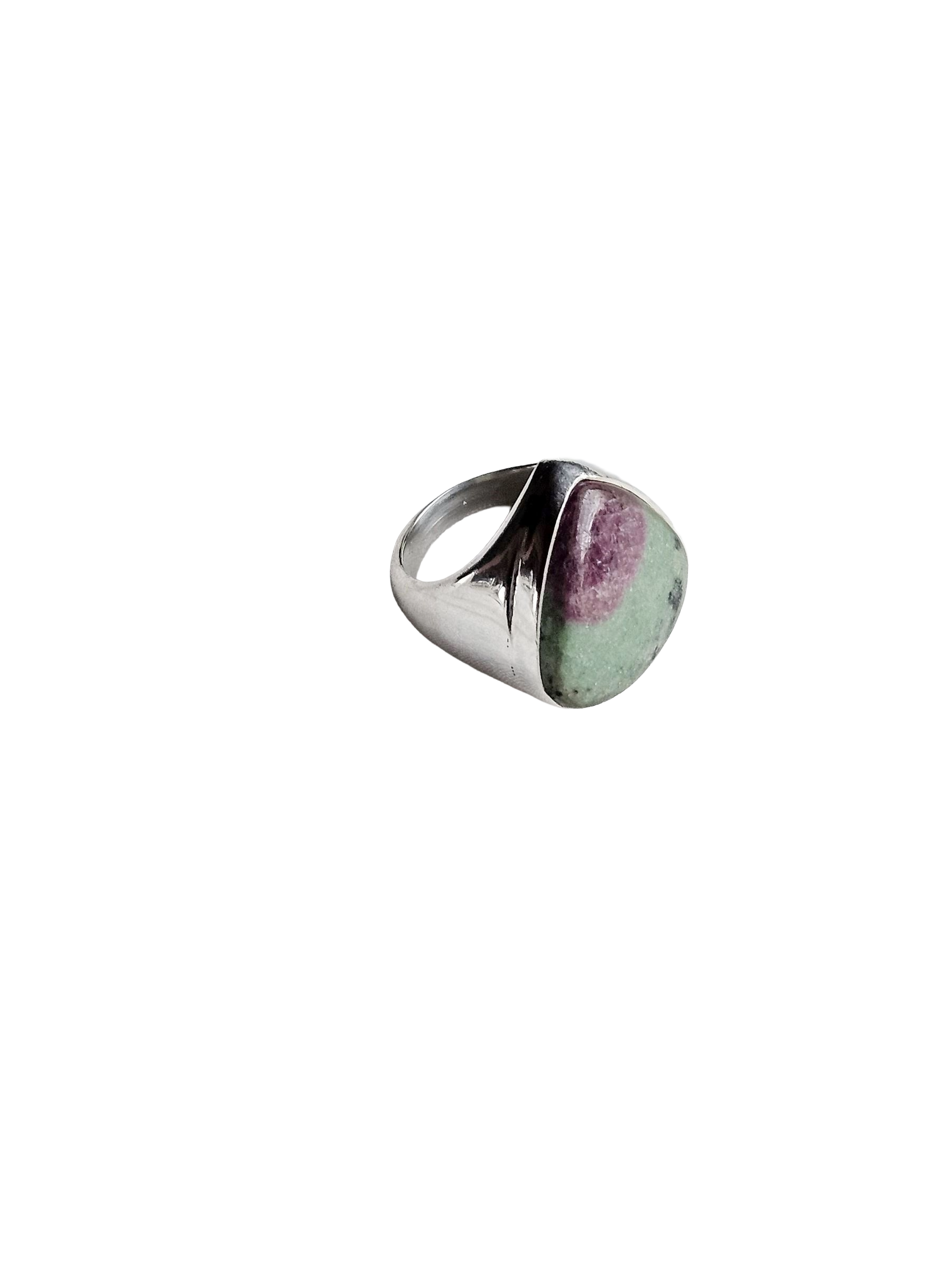 Natural Ruby Zoisite Gemstone Ring for Men – Handcrafted Silver Plated GS Ring
