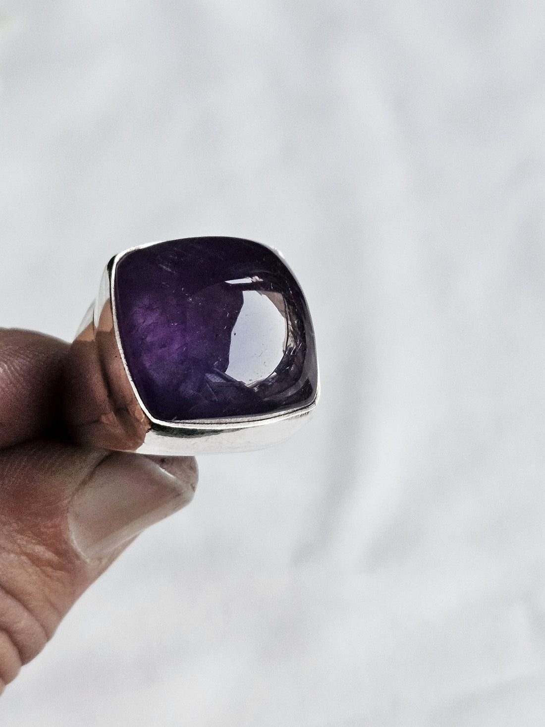 Natural Amethyst Stone Ring for Men – Silver Plated GS Handcrafted Designer Ring