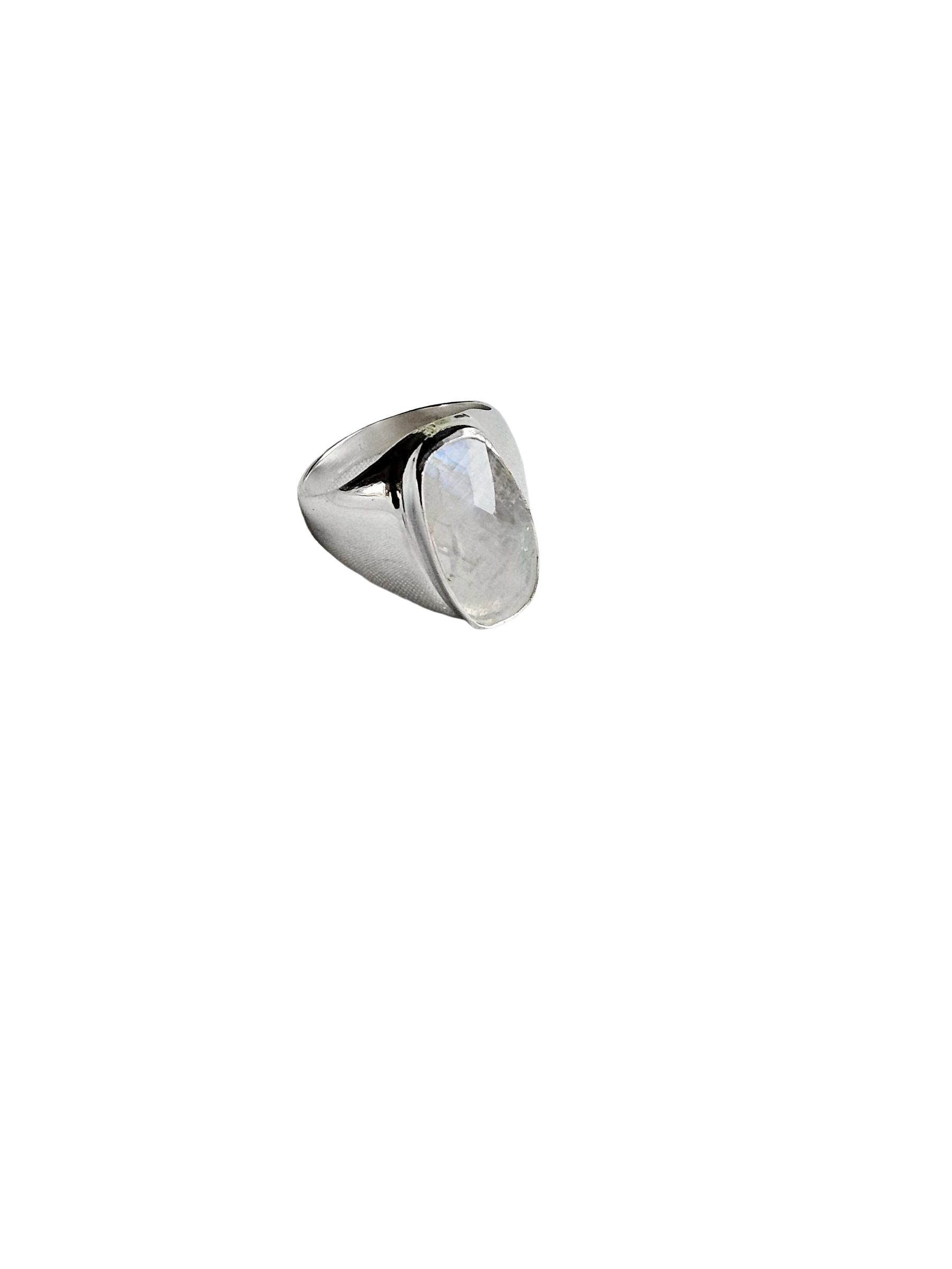 Natural White Rainbow Stone Ring for Men – Silver Plated GS Handcrafted Designer Ring