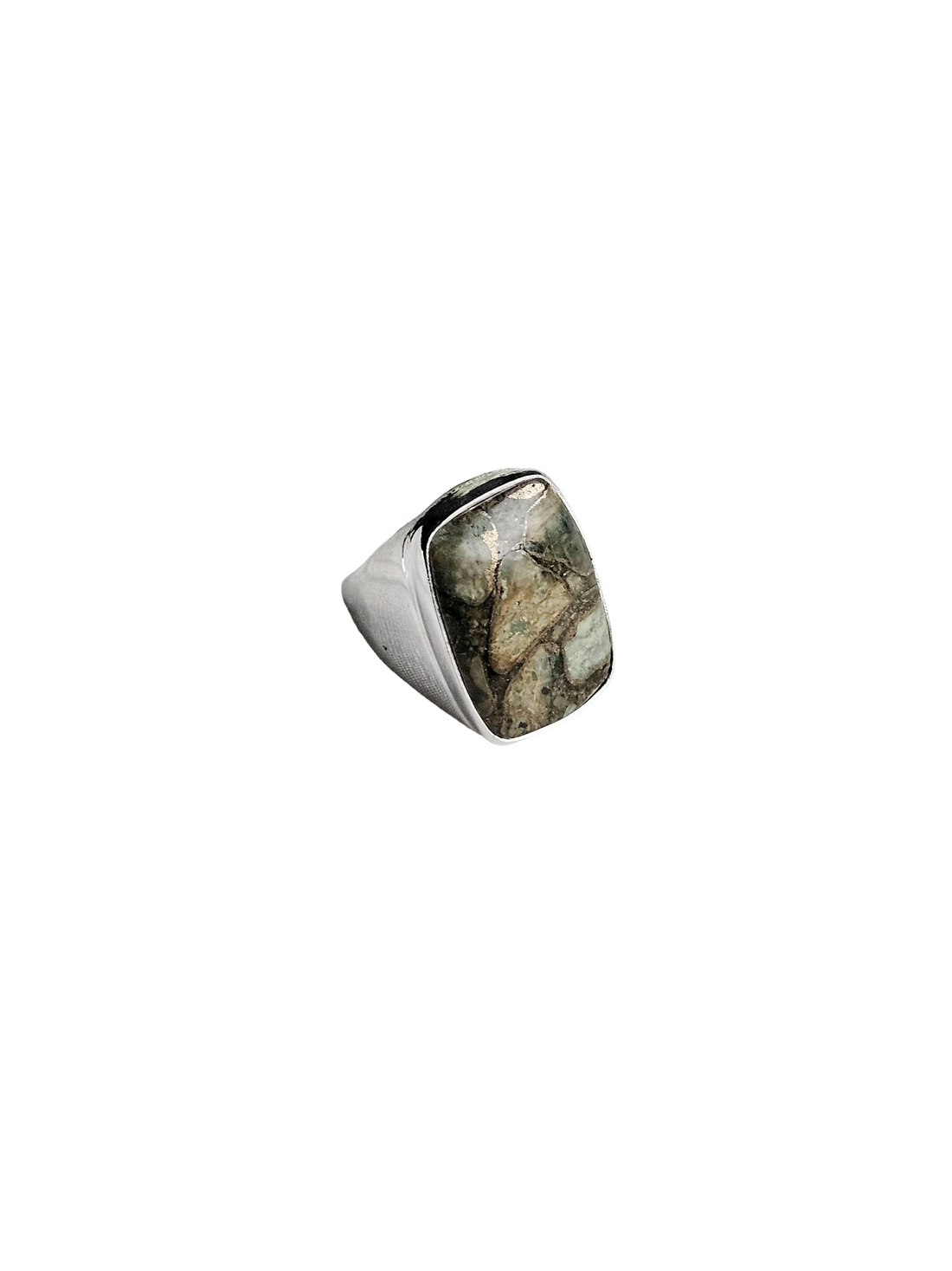 Natural Copper Chrysocola Gemstone Ring for Men – Handcrafted Silver Plated GS Ring
