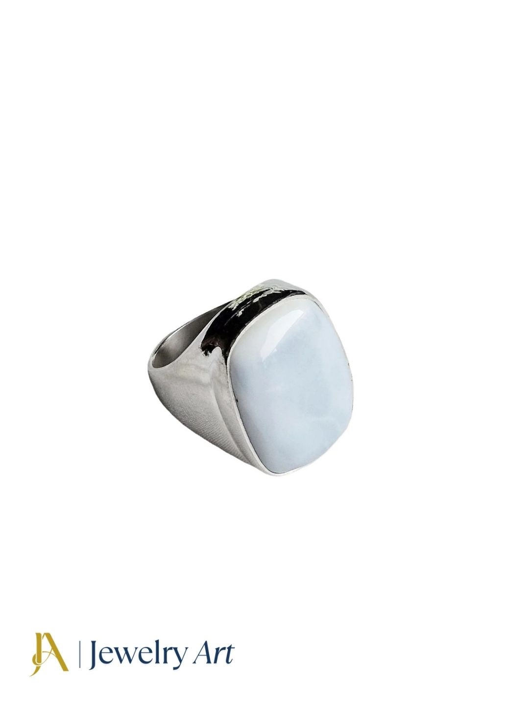 Handcrafted Natural Copper Larimar gemstone men's designer ring
