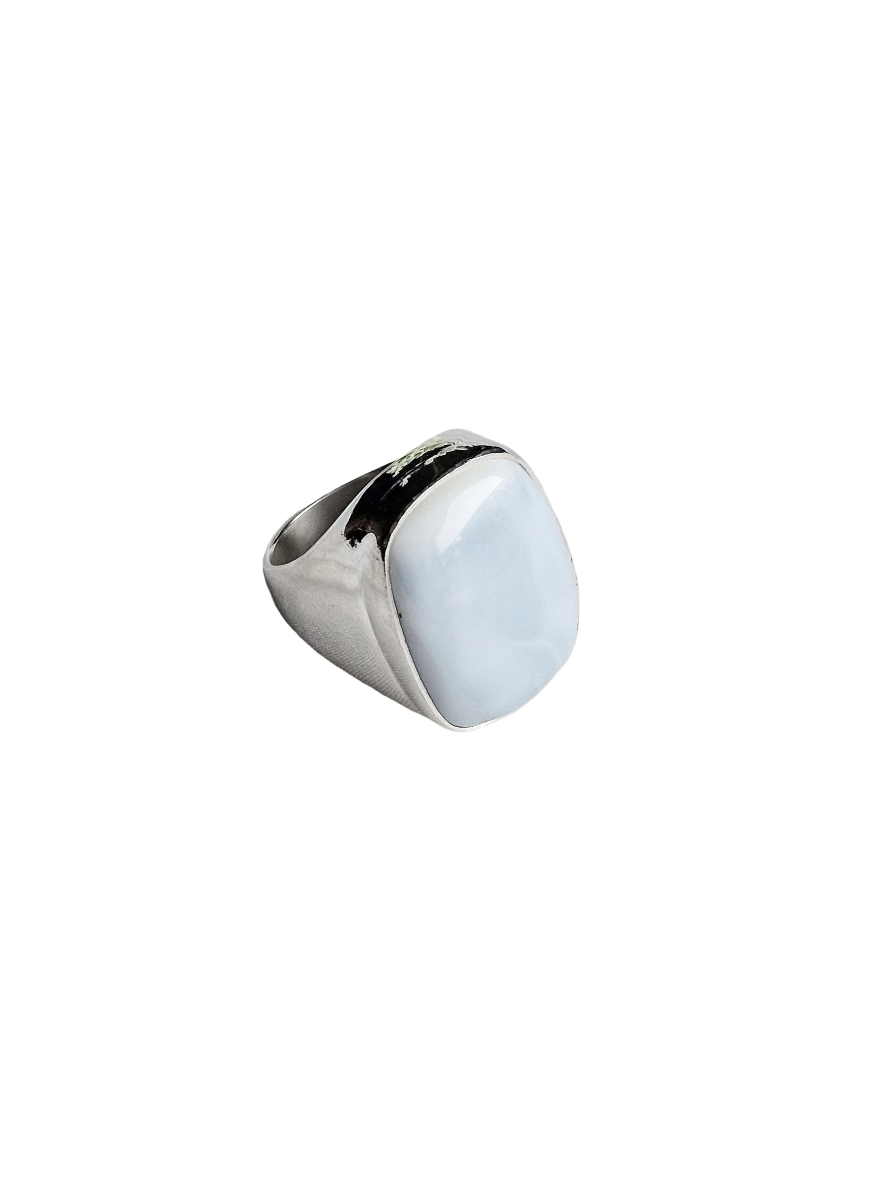 Natural Copper Larimar Gemstone Ring for Men – Handcrafted Silver Plated GS Ring