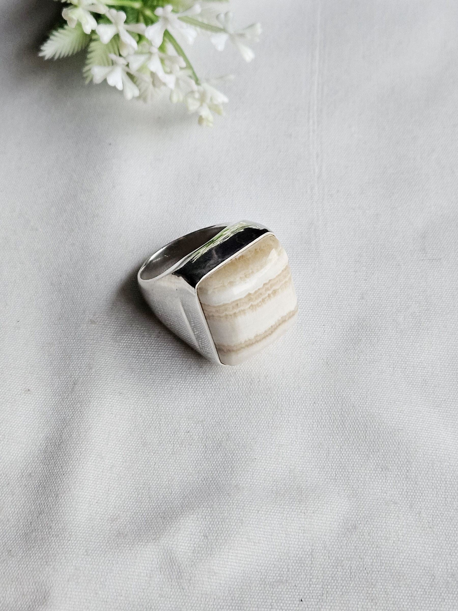 Natural Jasper Gemstone Ring for Men – Handcrafted Silver Plated GS Ring