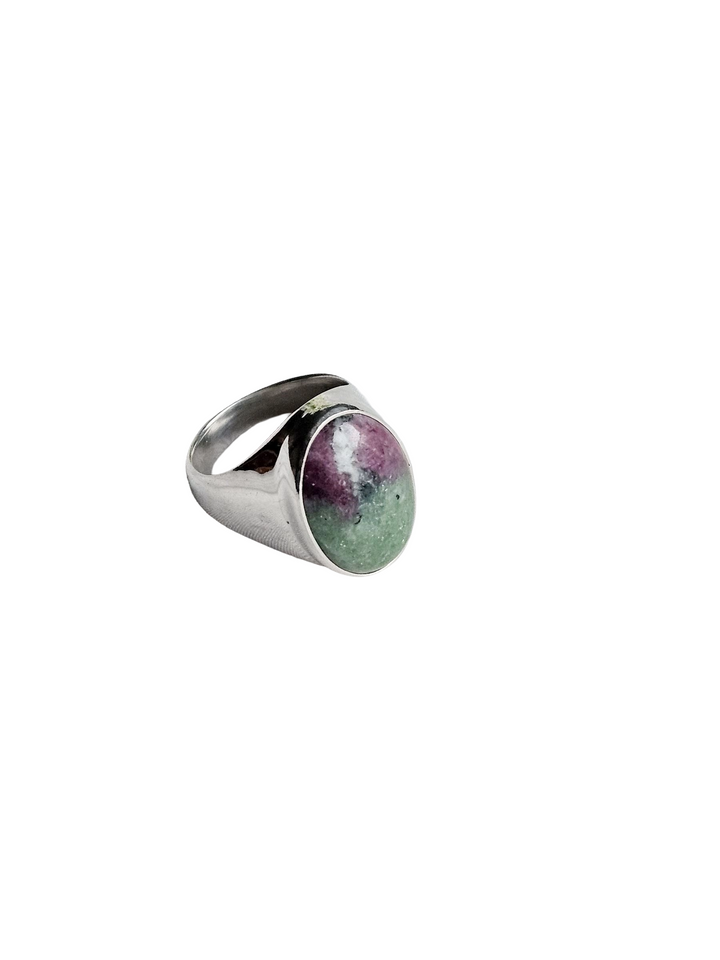 Natural Ruby Zoisite Stone Ring for Men – Silver Plated GS Handcrafted Designer Ring