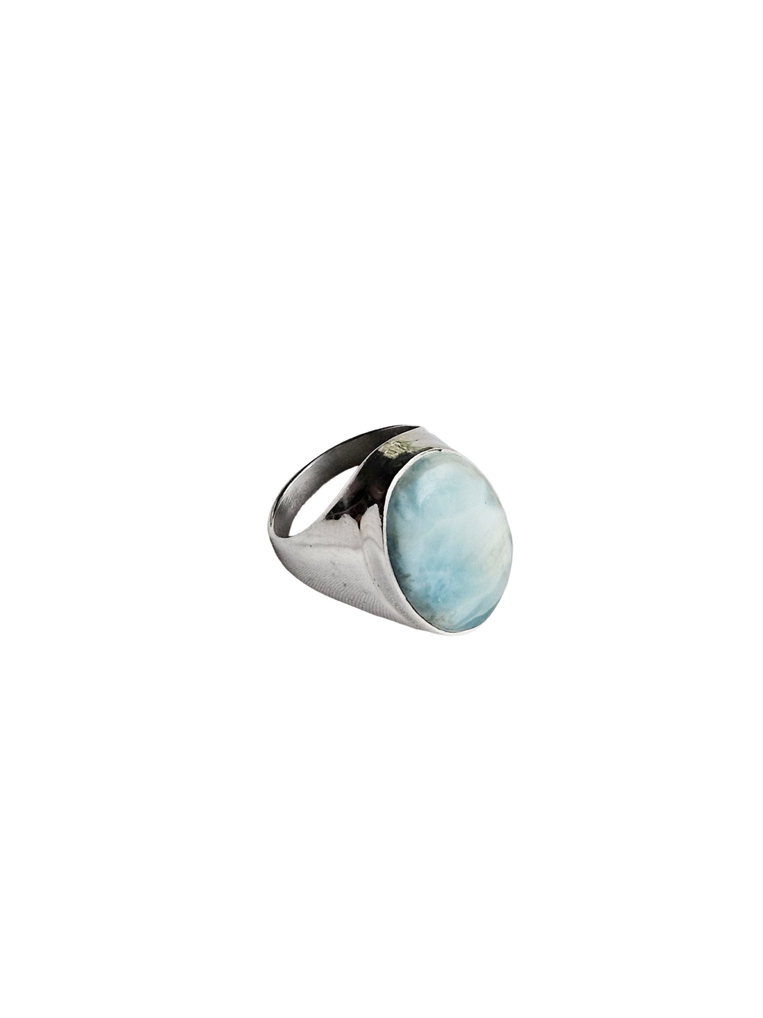 Men’s Natural Larimar Stone Ring – Handcrafted Silver Plated GS Bold Statement Ring