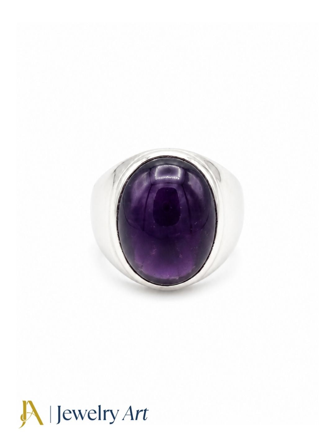 Artisan Amethyst Gemstone Ring – Silver Plated GS Ring for Men