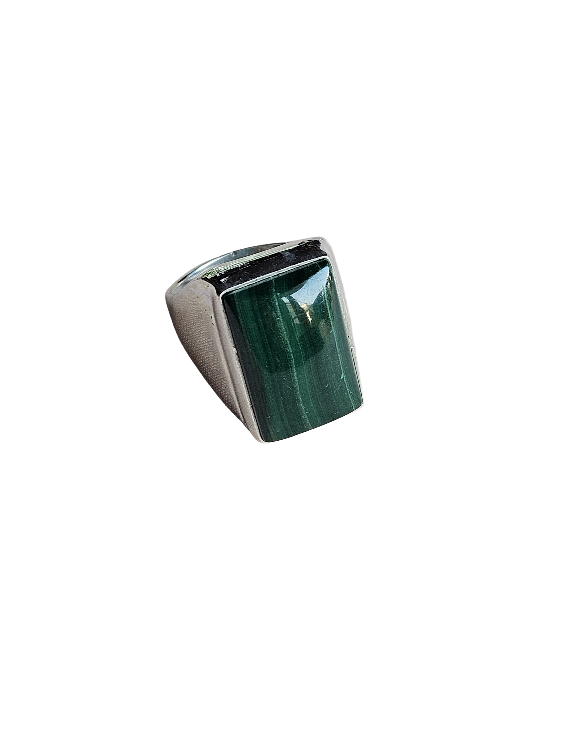 Men’s Natural Malachite Stone Ring – Handcrafted Silver Plated GS Bold Statement Ring