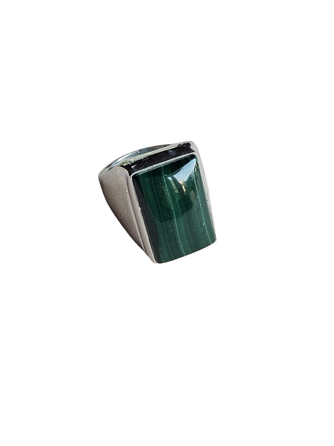 Men’s Natural Malachite Stone Ring – Handcrafted Silver Plated GS Bold Statement Ring