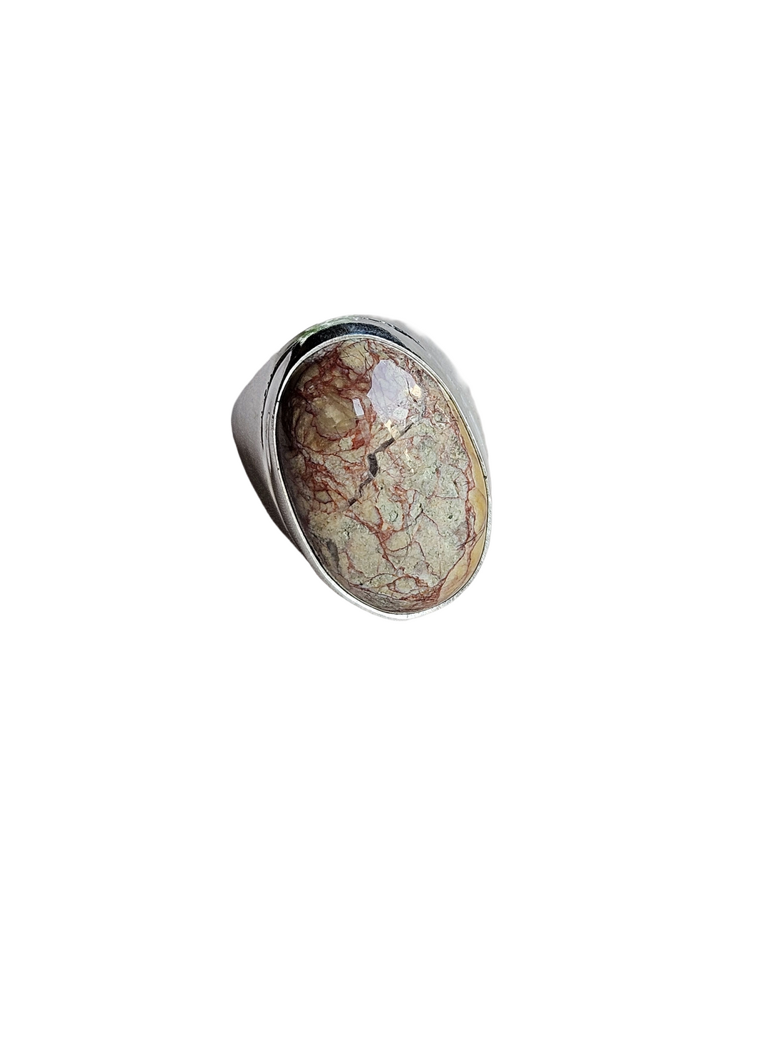 Handcrafted Jasper Gemstone Ring for Men – Silver Plated GS Designer Statement Ring
