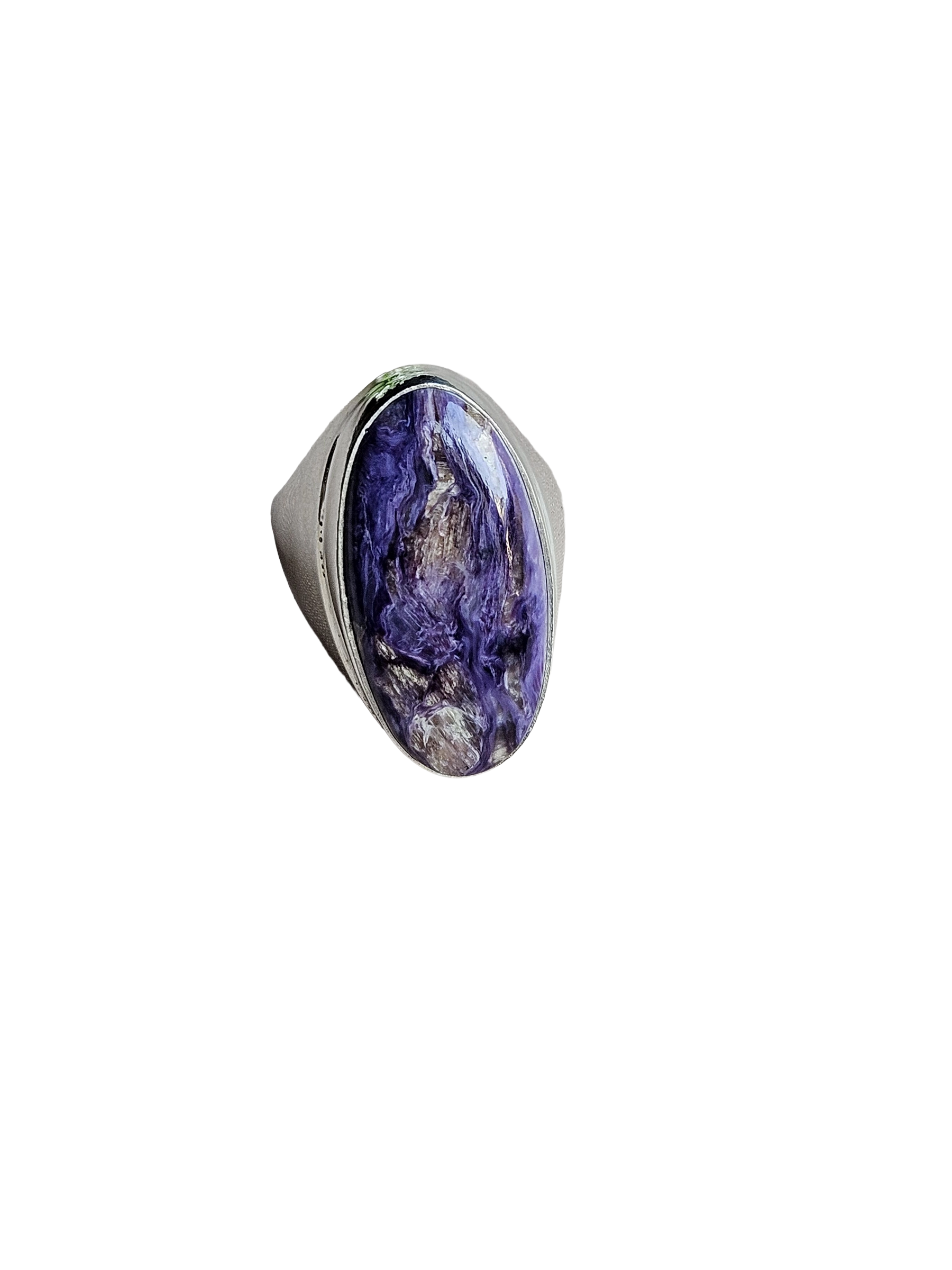 Handcrafted Charoite Gemstone Ring for Men – Silver Plated GS Designer Statement Ring