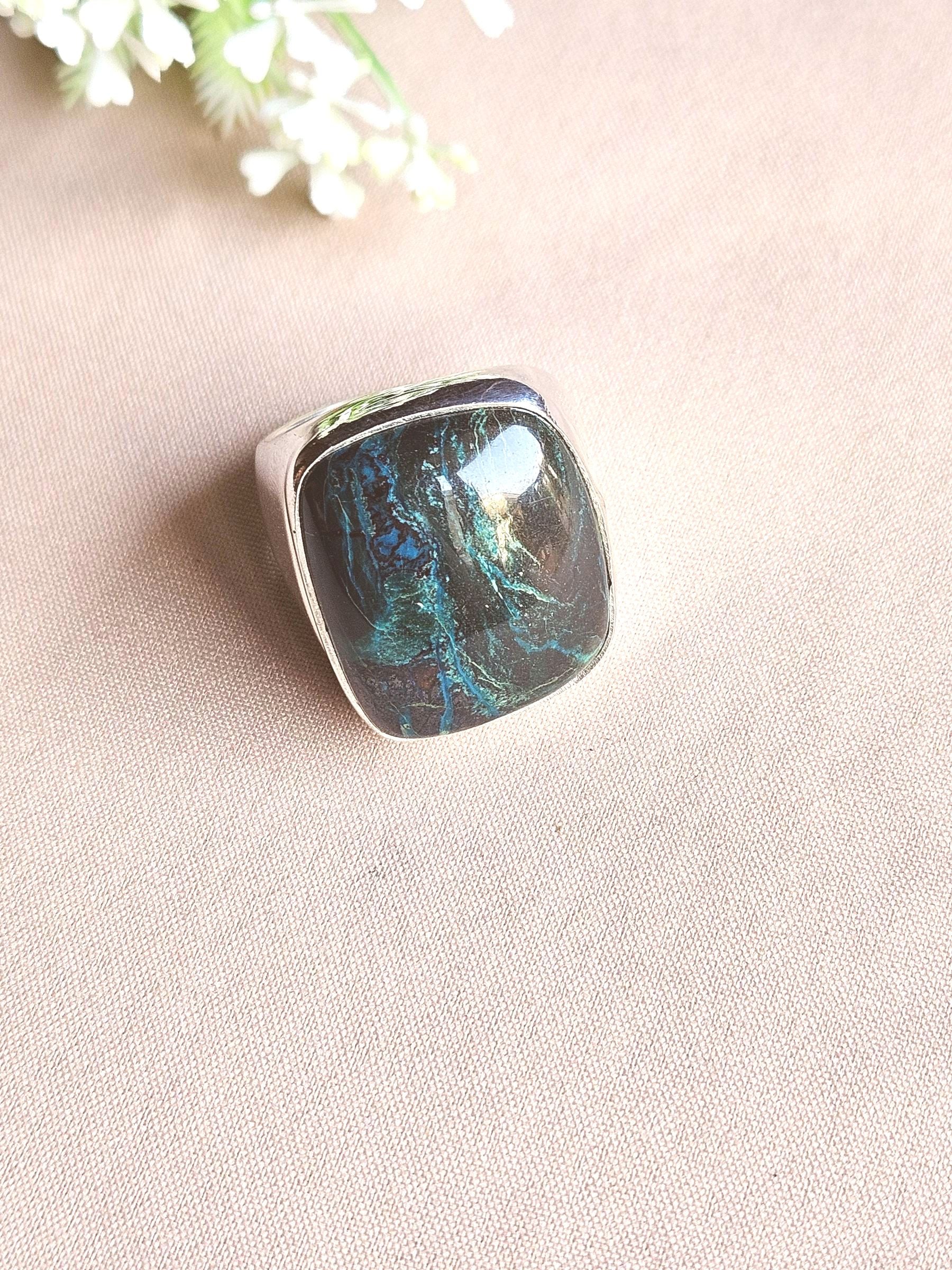 Artisan Picture Jasper Gemstone Ring – Silver Plated GS Ring for Men